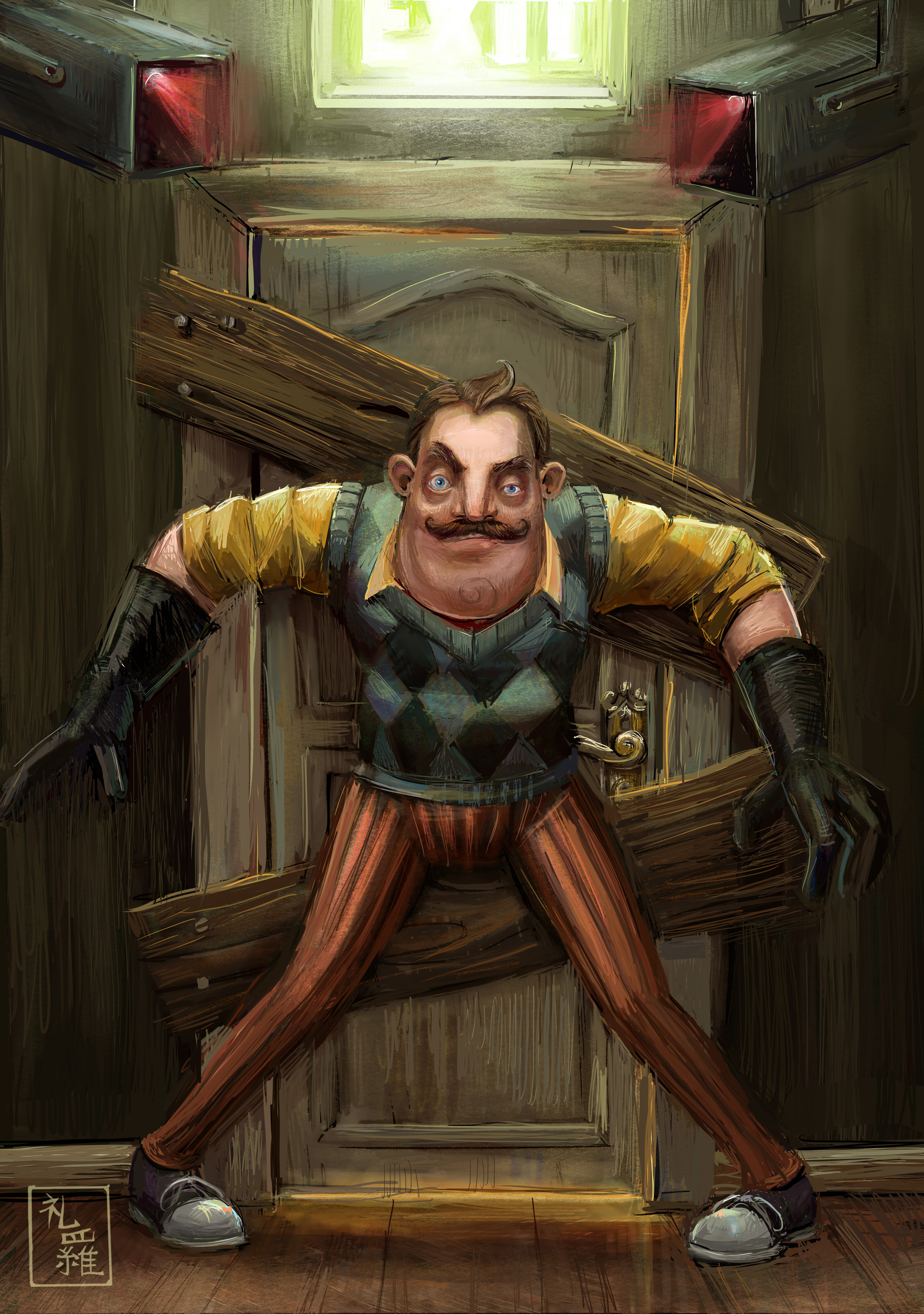 Hello Neighbor 2, Artstation illustrations, Impressive artwork, Creative designs, 1920x2740 HD Phone