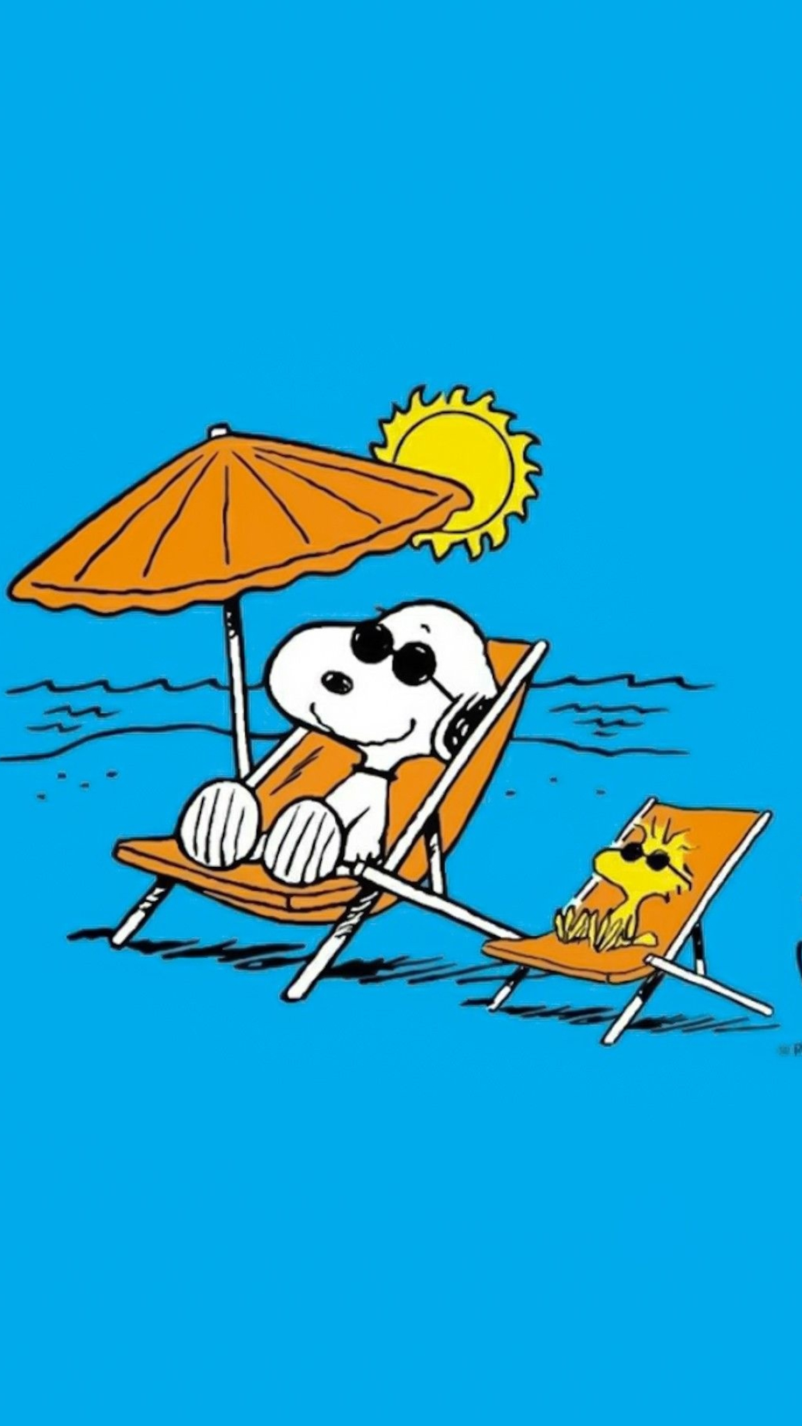 Snoopy, Woodstock, orange beach umbrella, HD Phone wallpaper