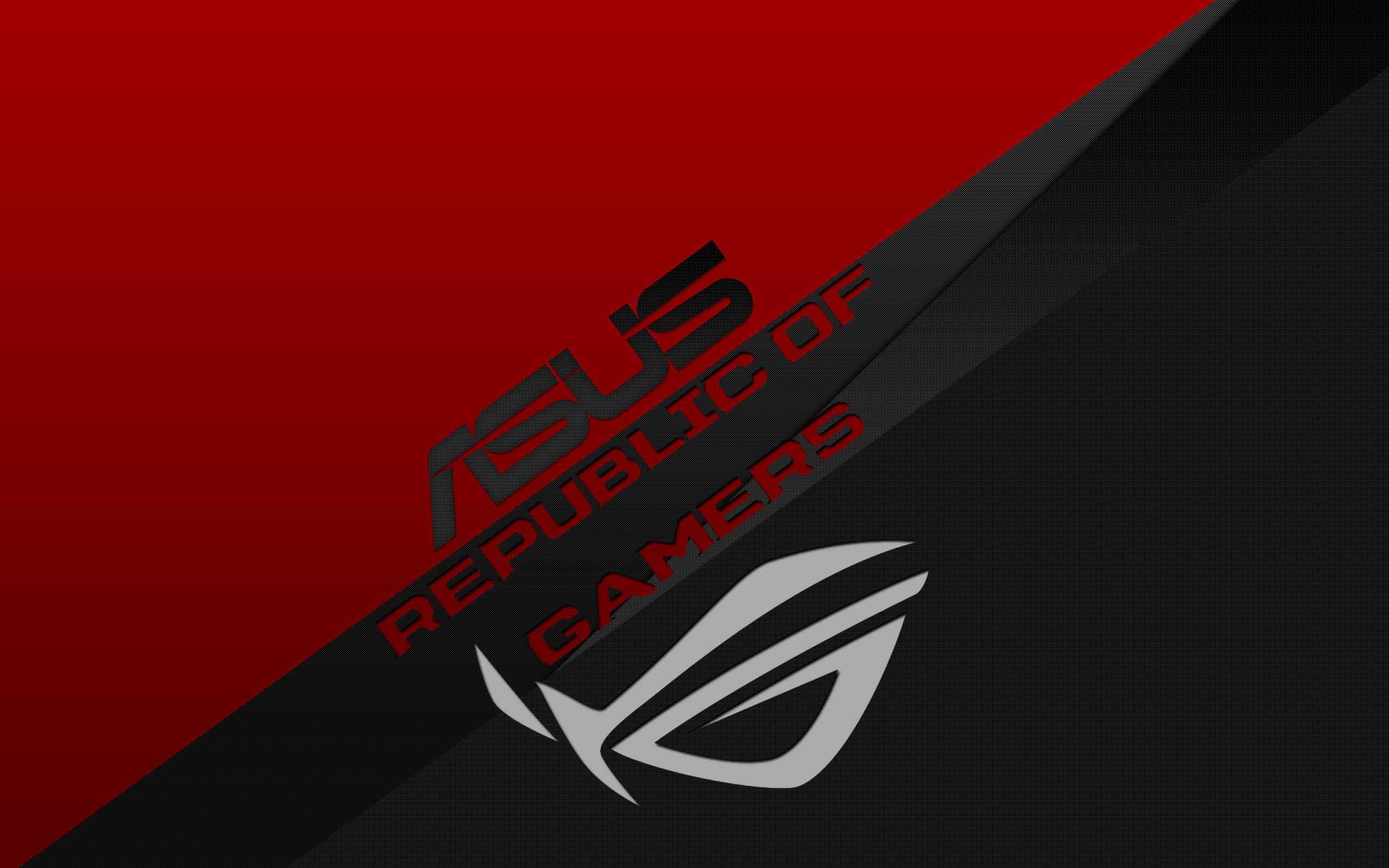 ASUS Republic of Gamers logo, ASUS wordmark, Red and black diagonal split, HD Desktop wallpaper