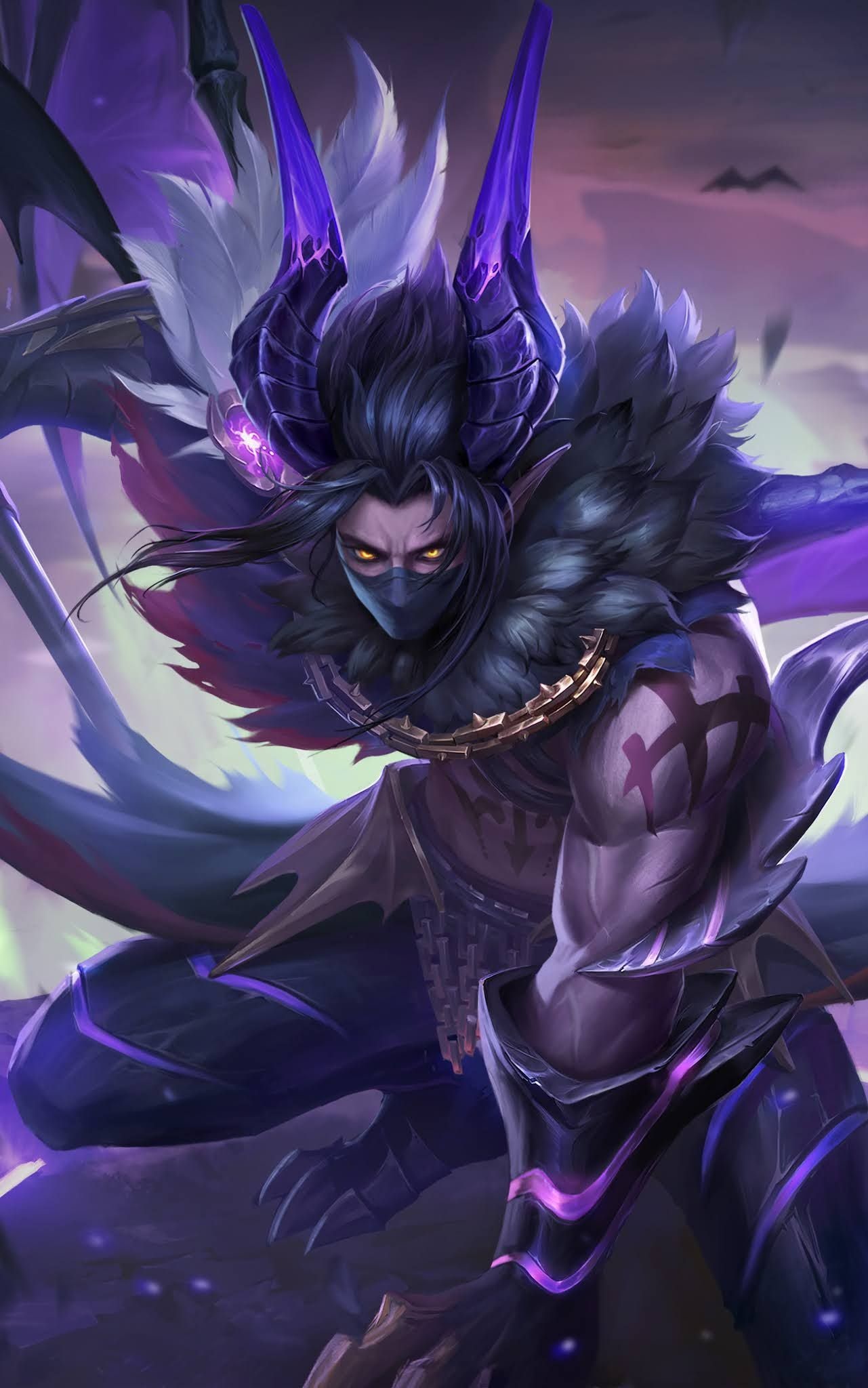 Moskov Twilight Dragon, purple demon horns, Mobile Legends: Bang Bang, HD Phone wallpaper