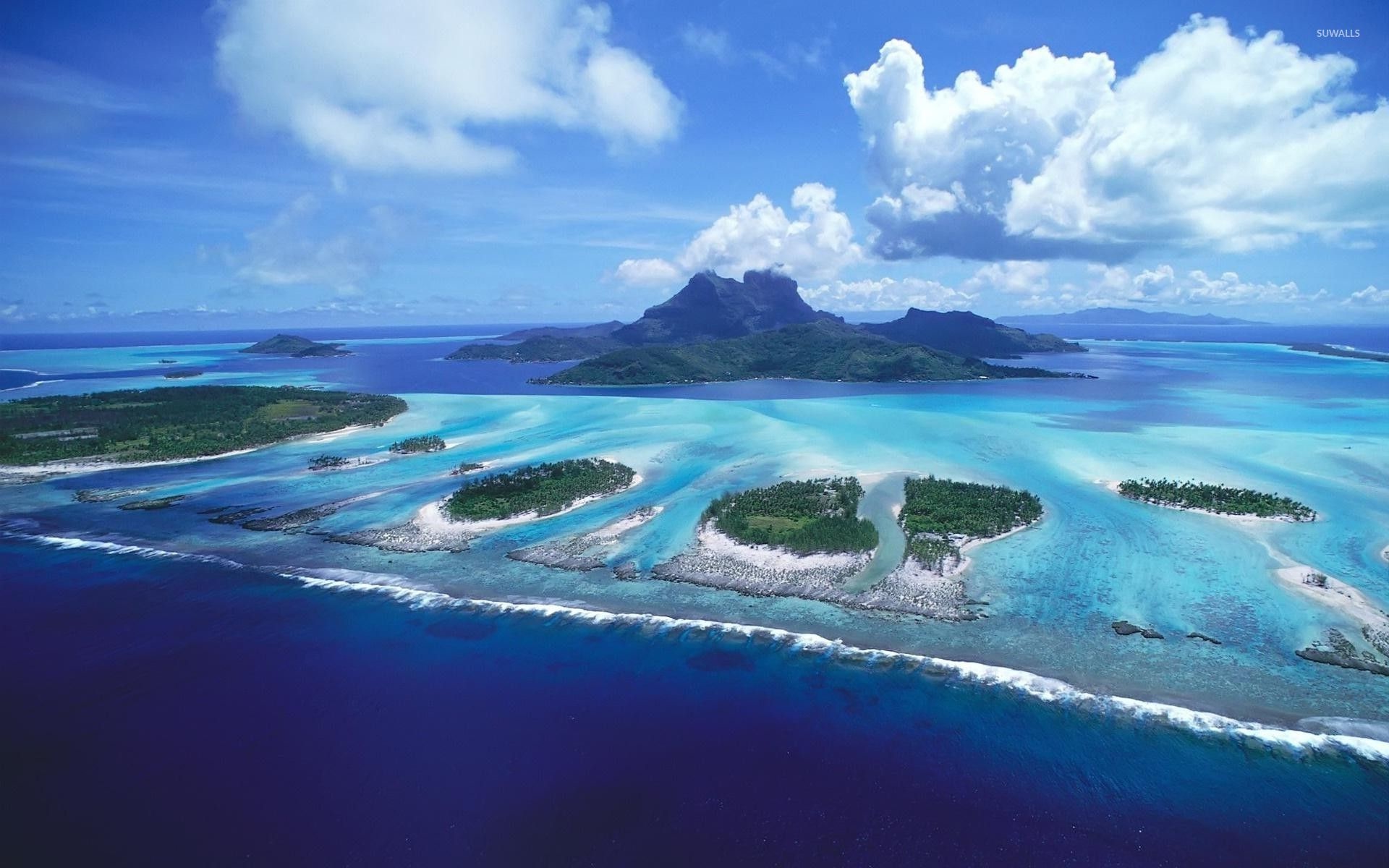 Ariel view of Bora Bora, Beach wallpaper, Mesmerizing scenery, 1920x1200 HD Desktop