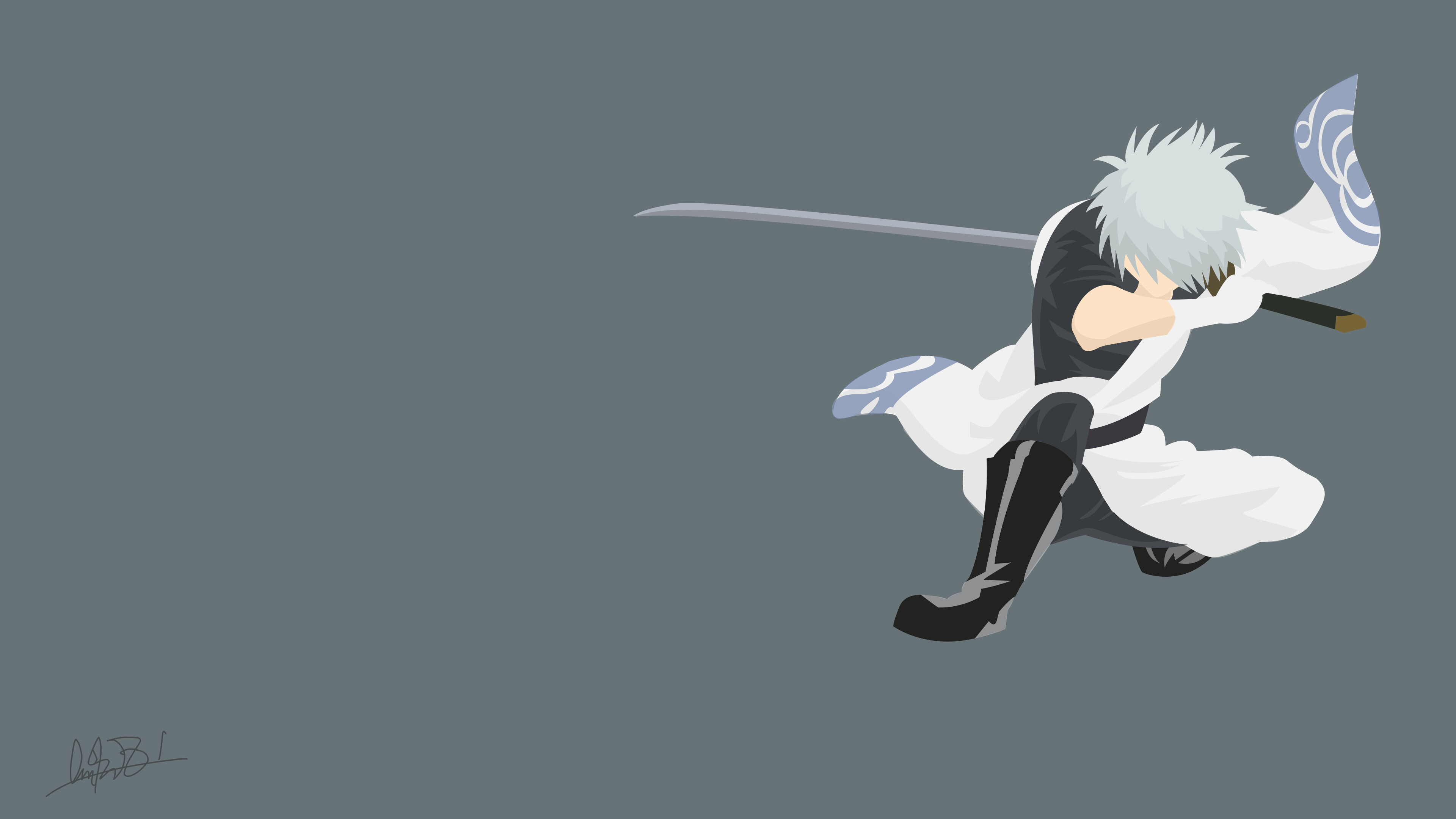 Gintoki Sakata, Minimalistic wallpapers, Clean design, Gintama aesthetic, 3840x2160 4K Desktop