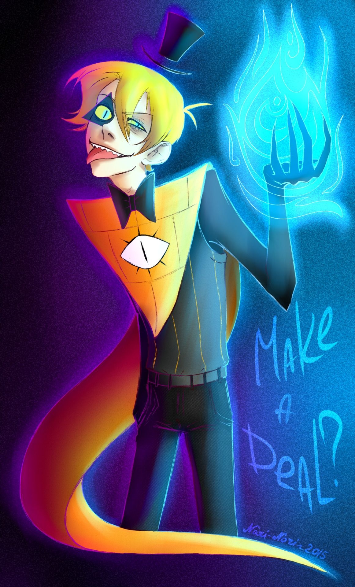 Blue Flame, Human Bill Cipher Wallpaper, 1170x1920 HD Phone