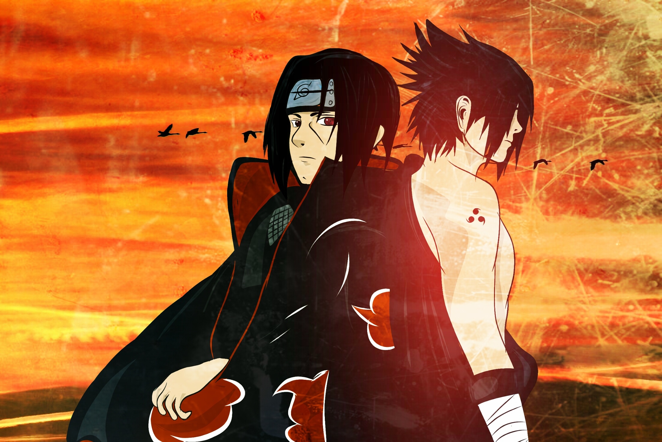 Itachi Uchiha, Sasuke Uchiha, Cursed Seal of Heaven, HD Desktop wallpaper