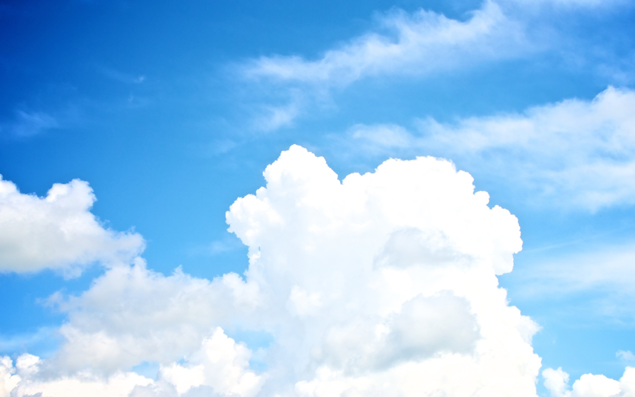 billowing cumulus cloud, bright blue sky, wispy white clouds, HD Desktop wallpaper