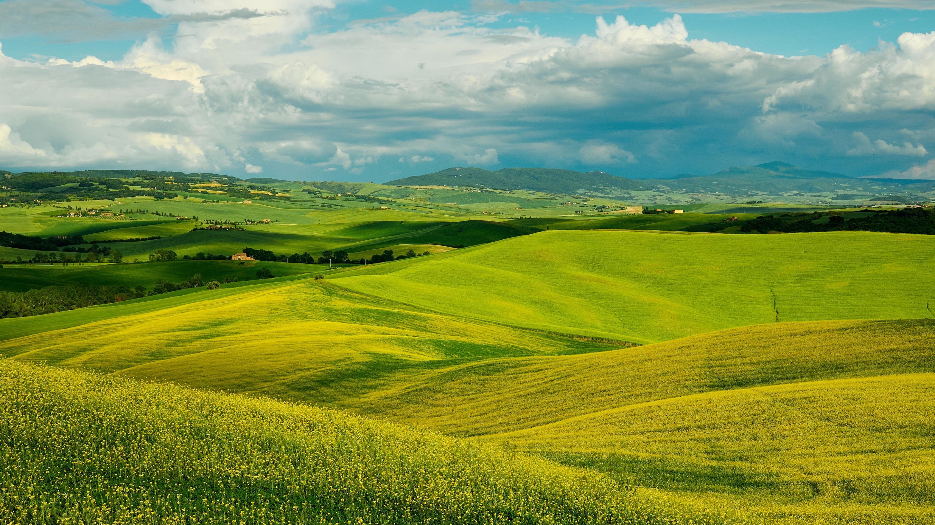 Enchanting hillside view, Popular wallpaper, Rolling green hills, Nature's canvas, 3840x2160 4K Desktop