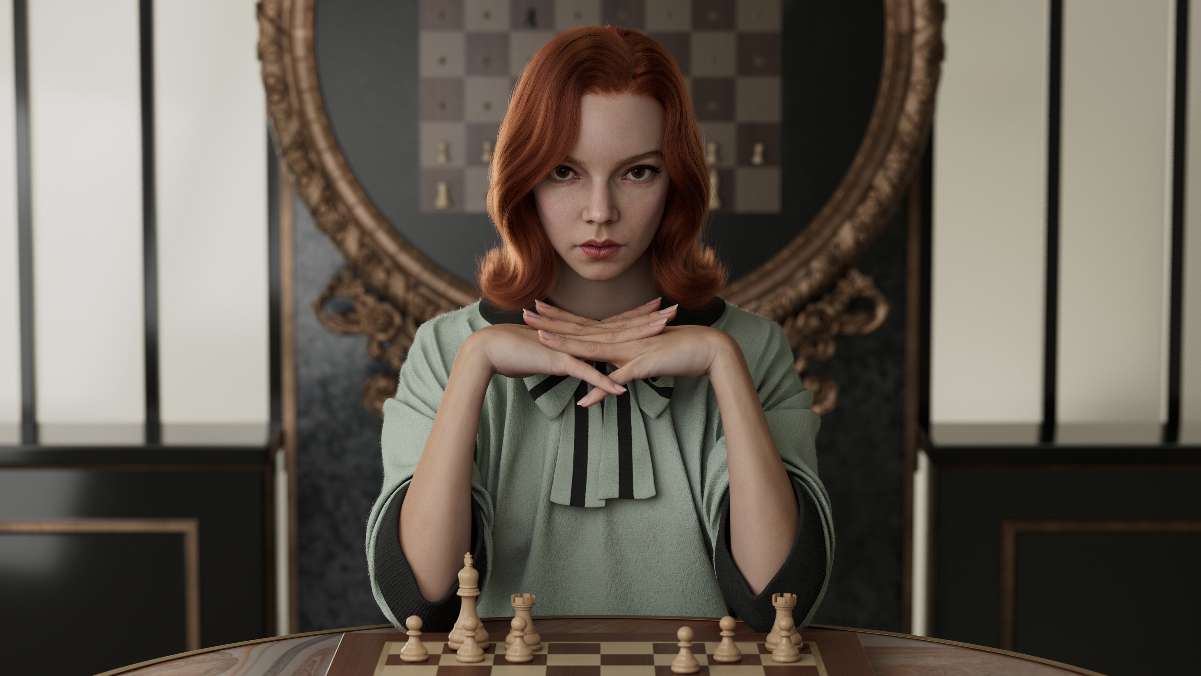 The Queen's Gambit TV show, Chess prodigy, Beth Harmon, Brilliant mind, 3840x2160 HD Desktop