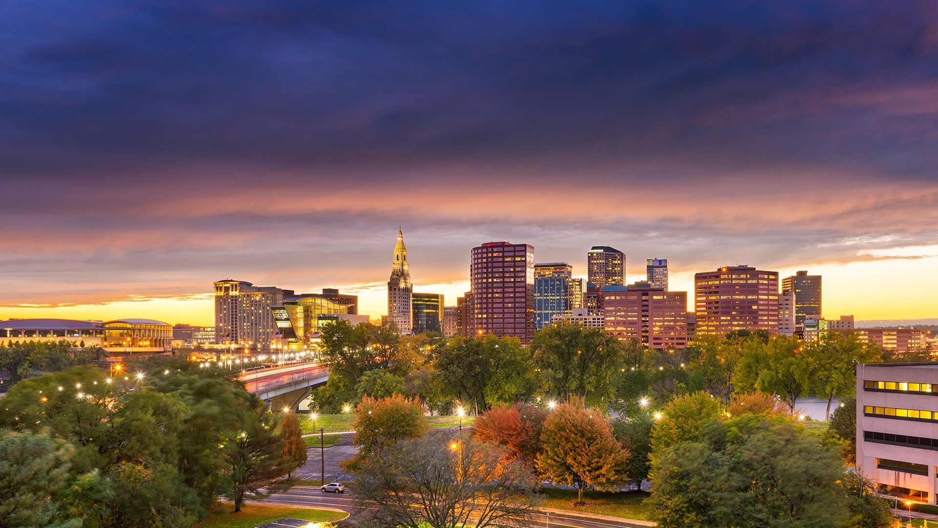 Hartford Skyline, Outdoor advertising billboards, 1920x1080 Full HD Desktop