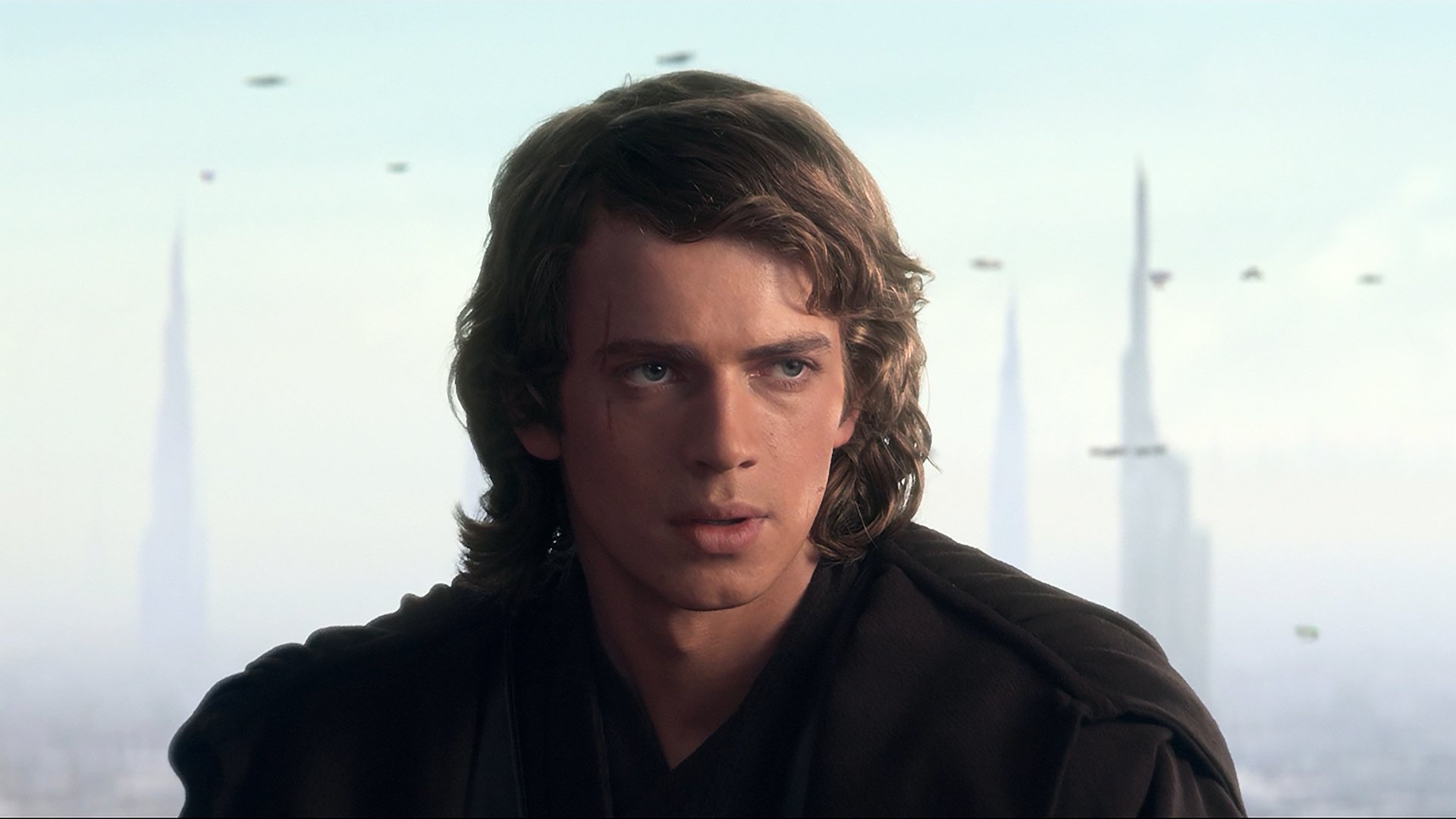 Anakin Skywalker, Hayden Christensen, Coruscant cityscape, Full HD Desktop wallpaper