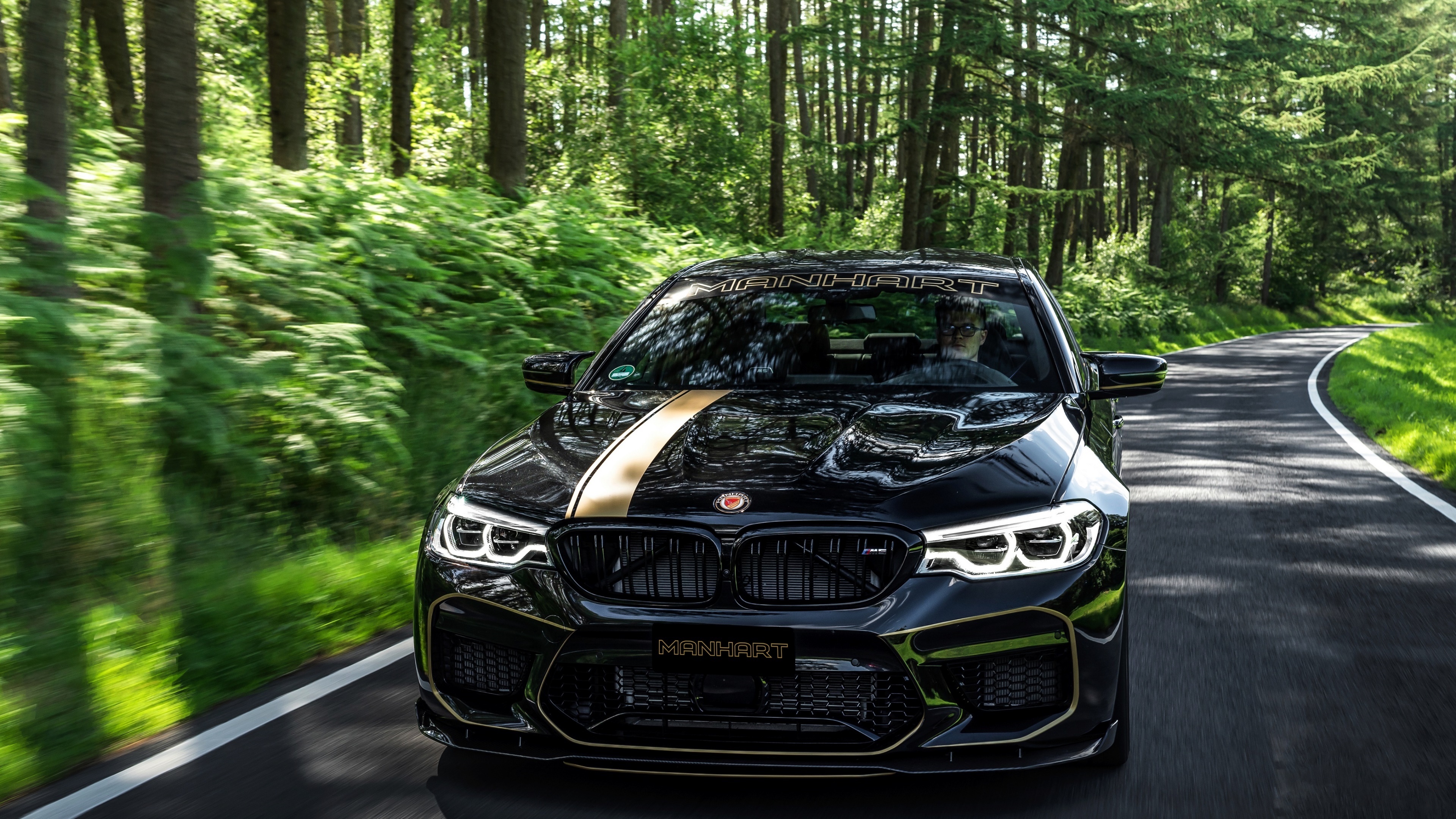 BMW M5 F90 Manhart, MANHART, winding forest road, 4K Desktop wallpaper