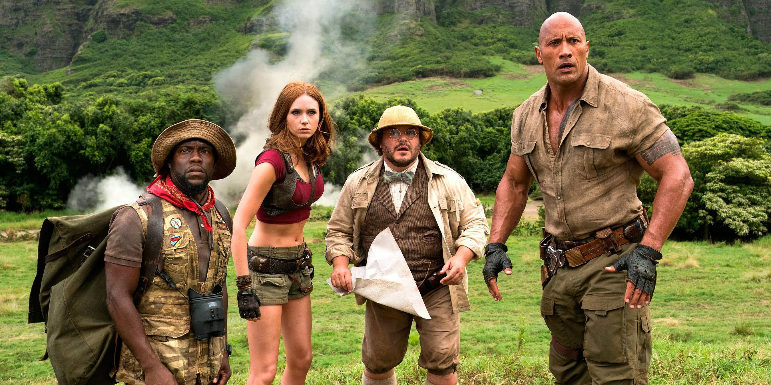 Jumanji: Welcome to the Jungle, Peter Travers, Decent sequel, Rolling Stone, 2700x1350 Dual Screen Desktop