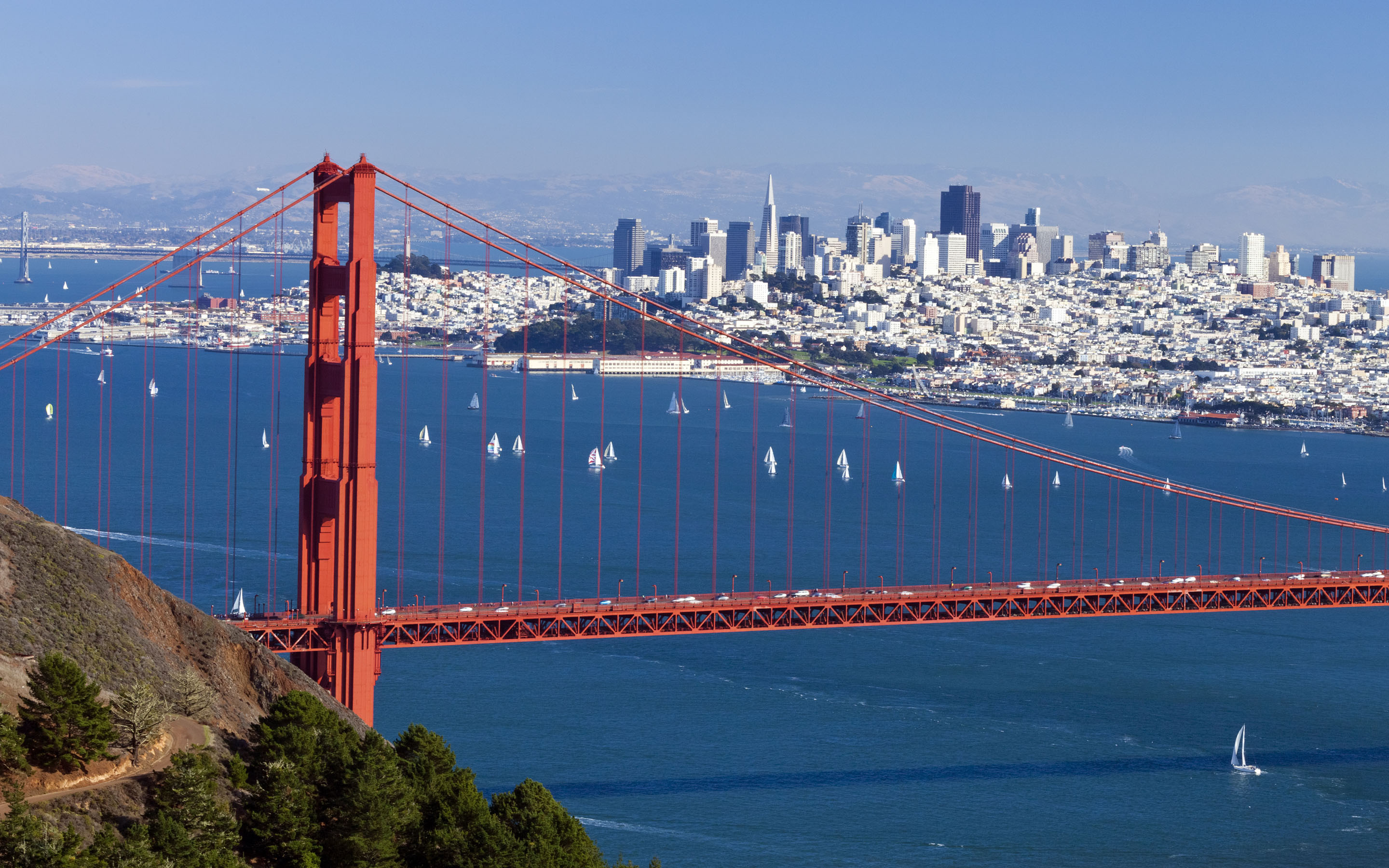 San Francisco, Golden Gate Bridge, Bay area, City skyline, 2880x1800 HD Desktop