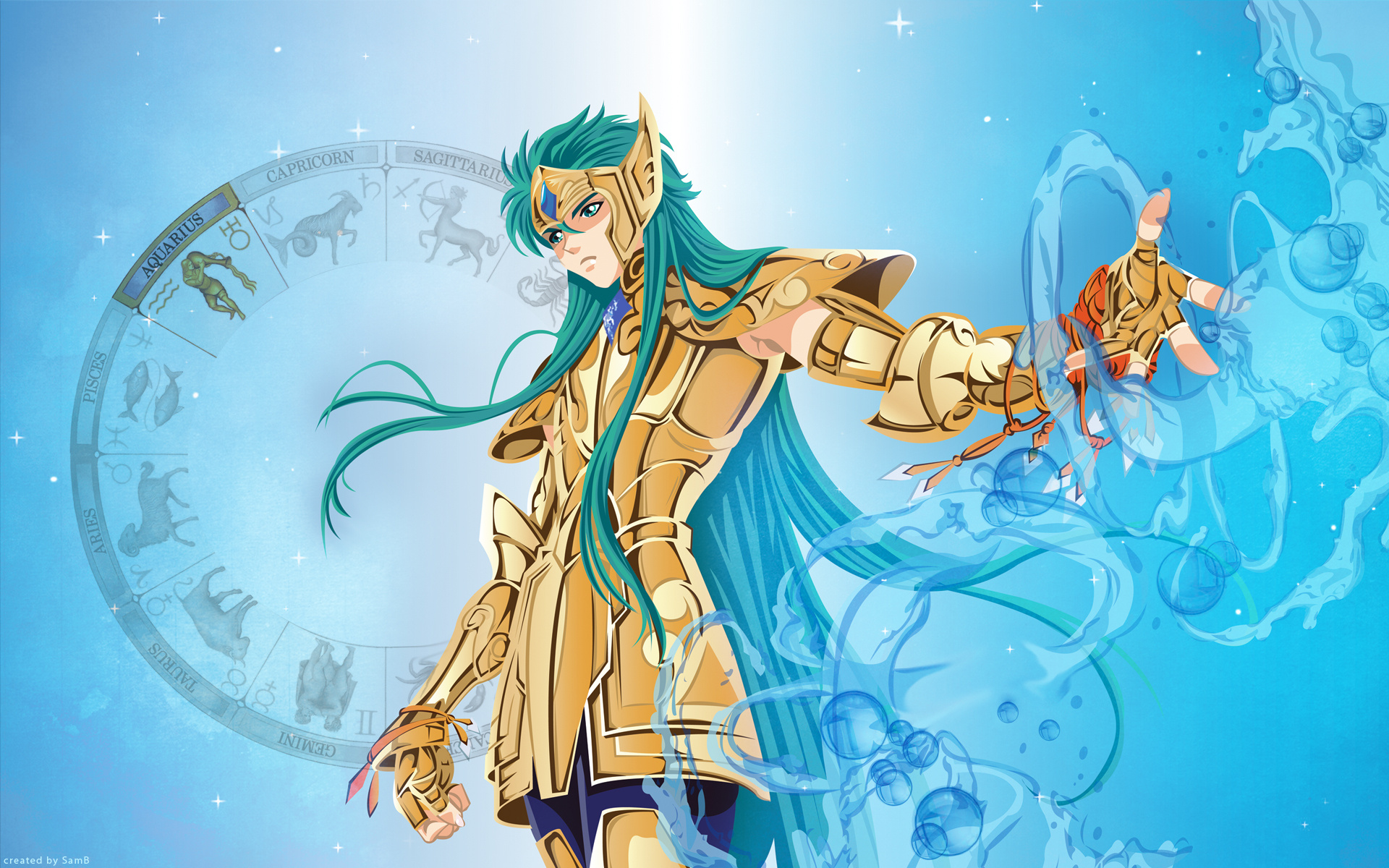 Aquarius Camus, Aquarius Gold Cloth, astrological zodiac wheel, HD Desktop wallpaper