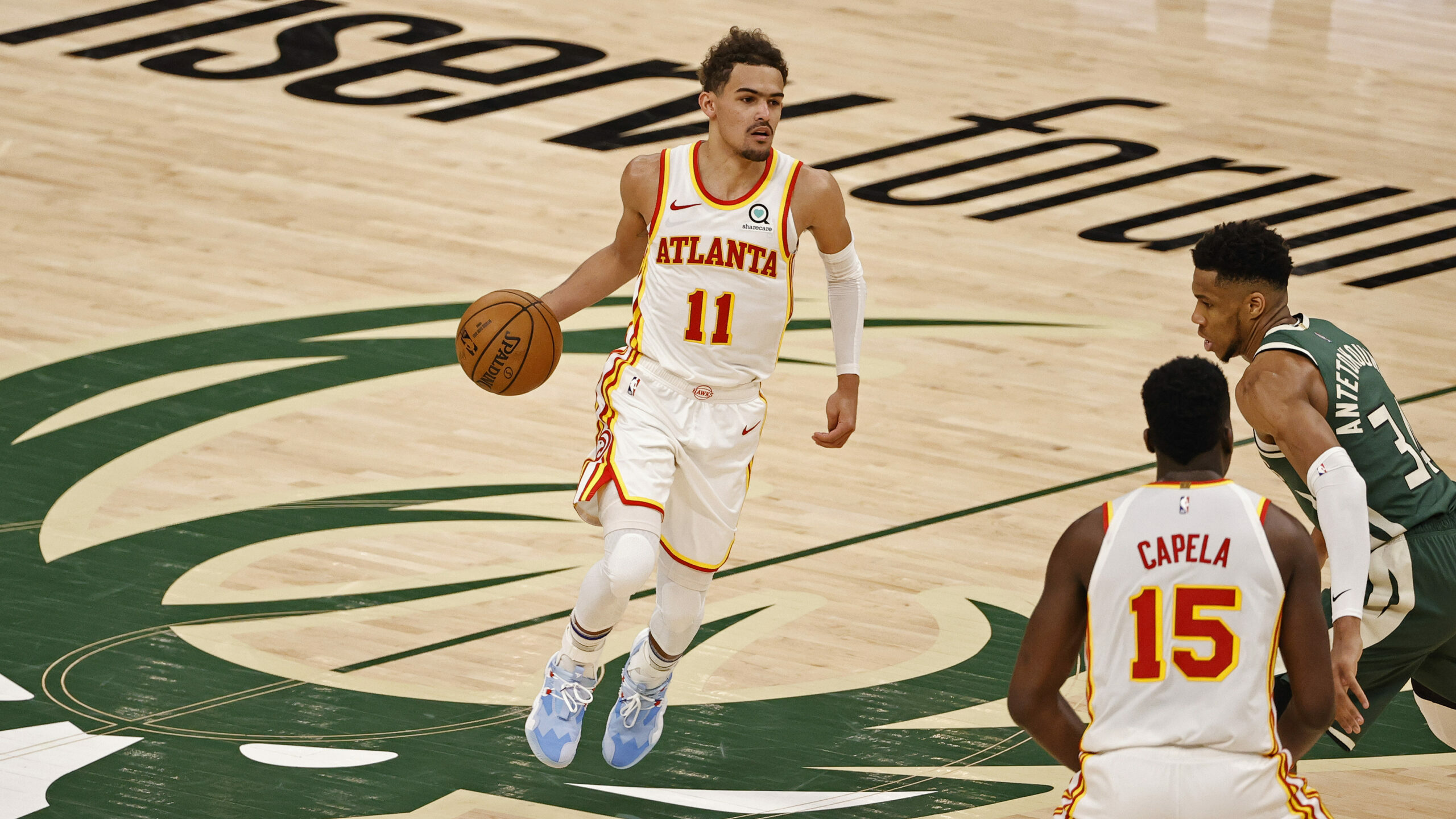 Hawks vs Bucks, Trae Young Wallpaper, 2560x1440 HD Desktop