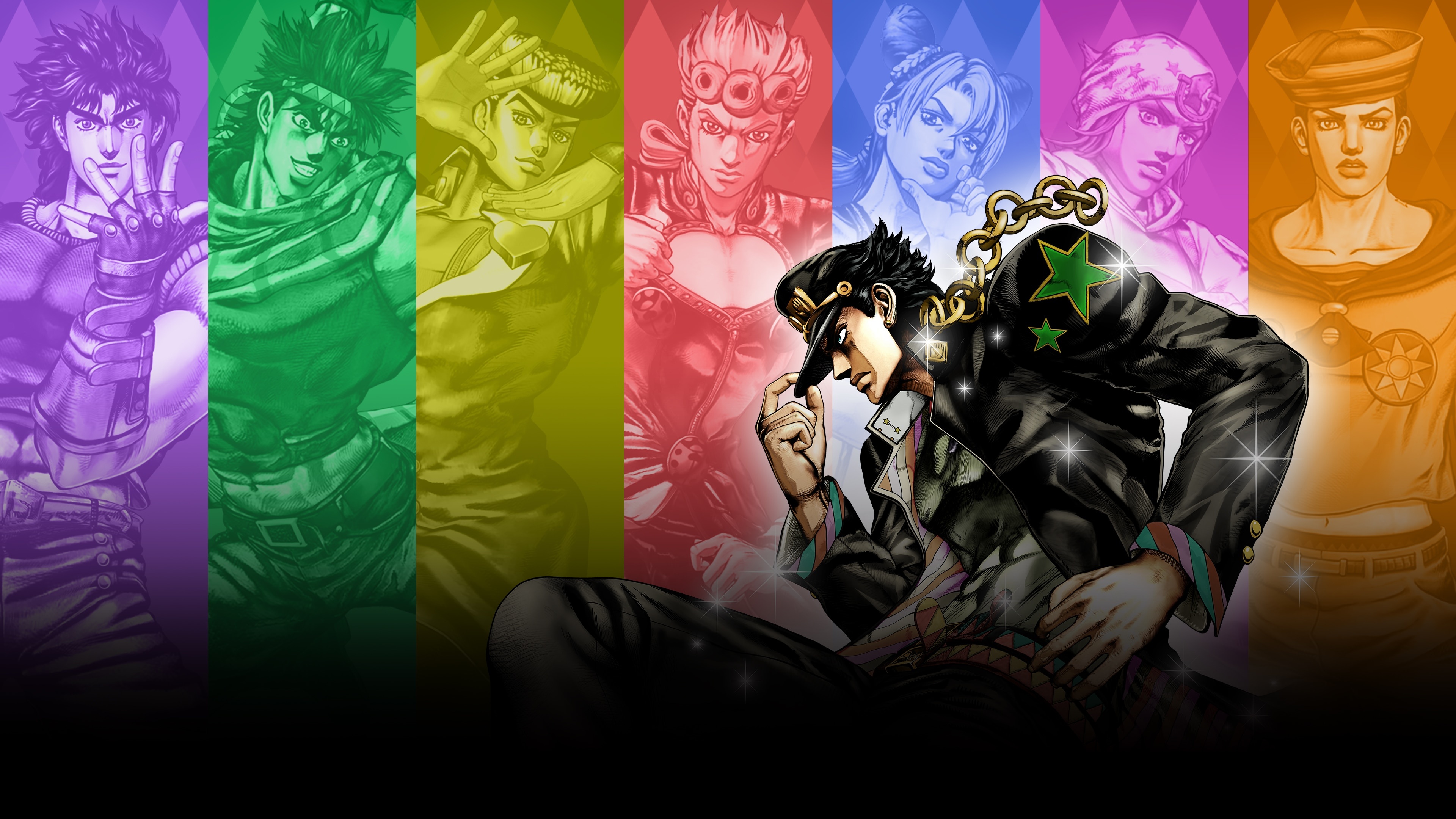 Jotaro Kujo, JoJo's Bizarre Adventure: All Star Battle, Jonathan Joestar, Joseph Joestar, Giorno Giovanna, 4K Desktop wallpaper