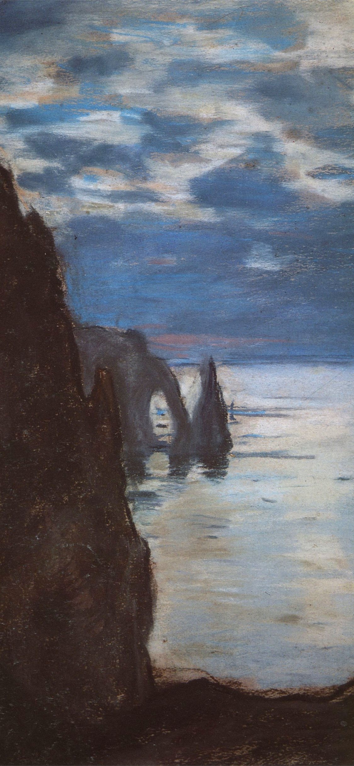 Porte d'Aval and Aiguille, Cliffs of Etretat, Claude Monet artwork, HD Phone wallpaper