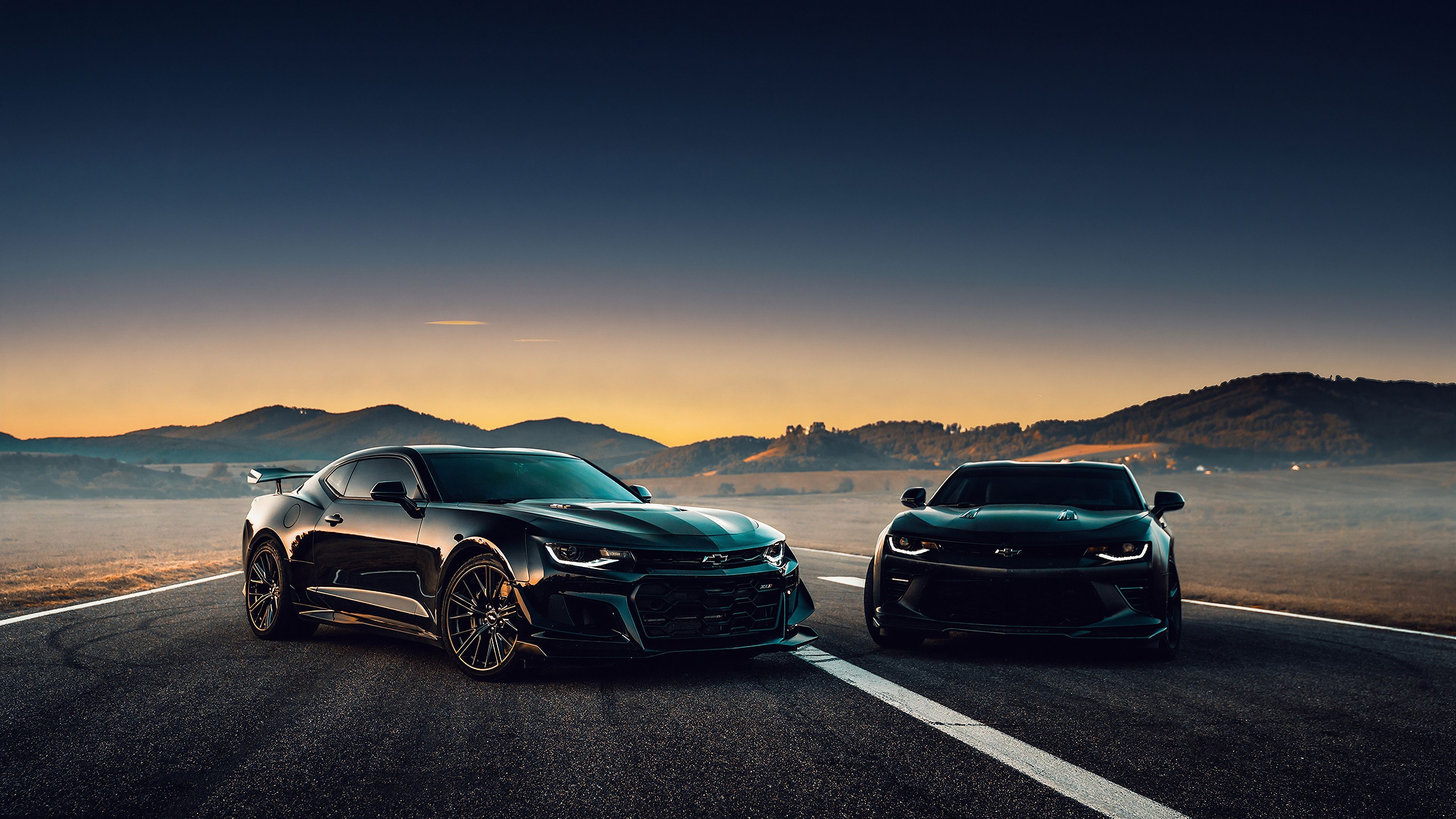 Black Camaro Duet, Chevrolet Camaro Wallpaper, 3840x2160 4K Desktop