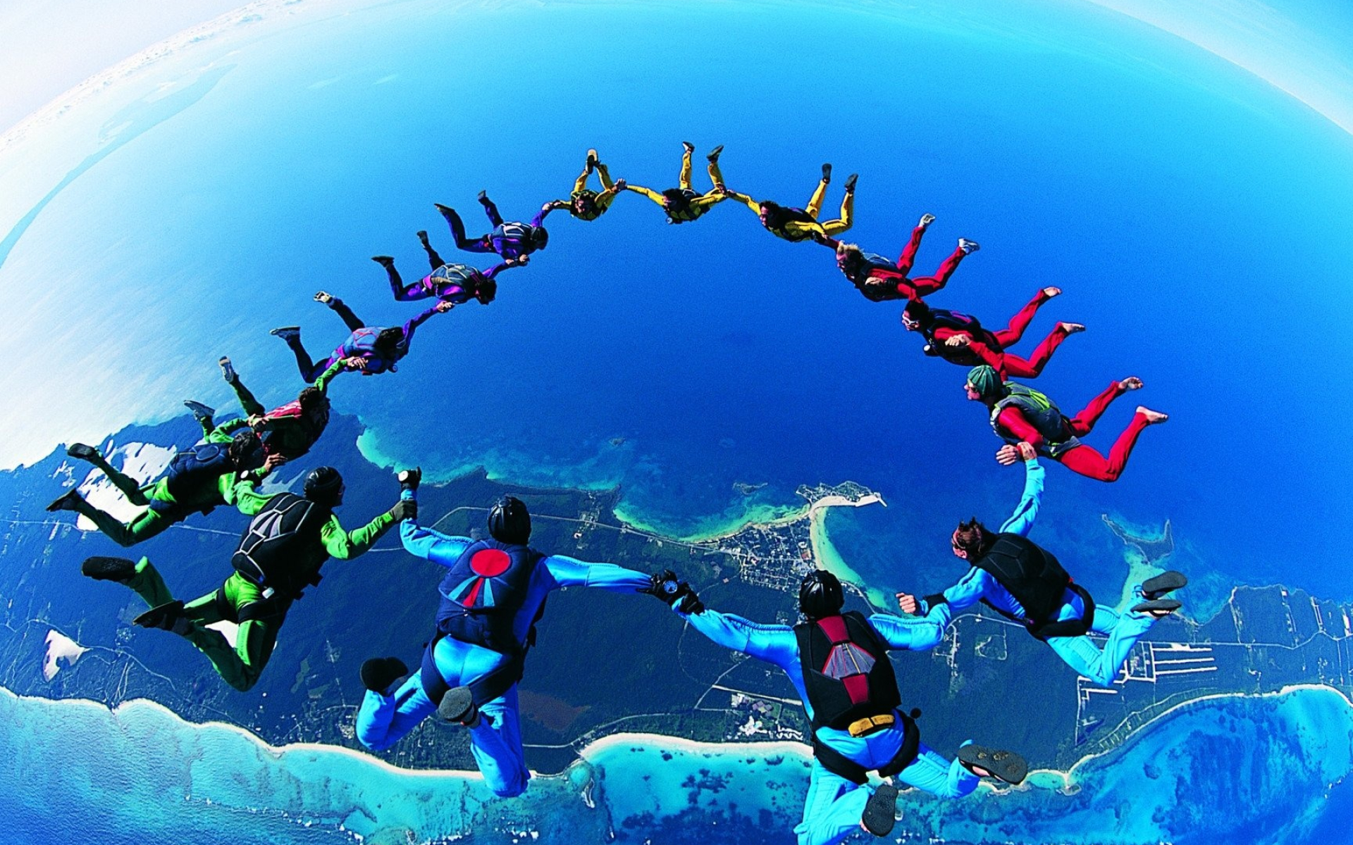 Parachuting beauty, Captivating wallpapers, Nerve-racking jumps, High-altitude thrills, 1920x1200 HD Desktop