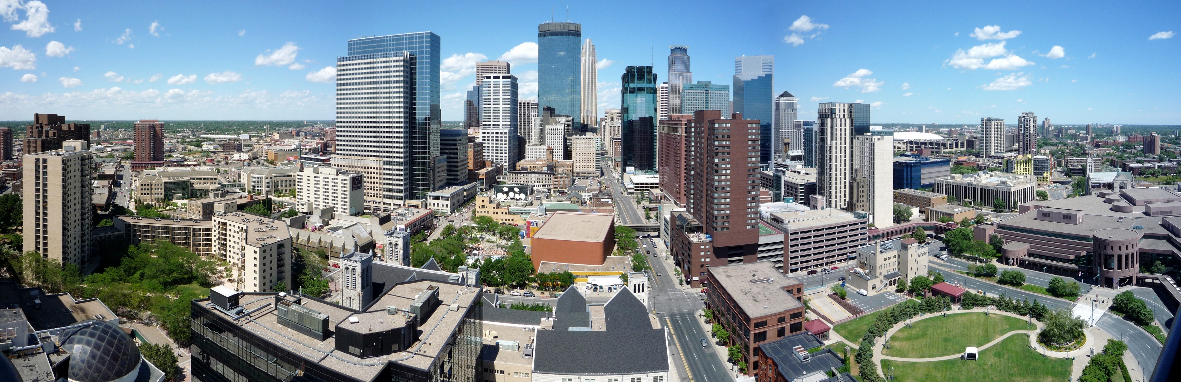 Minneapolis Skyline, HD wallpapers, Backgrounds, 3780x1230 Dual Screen Desktop