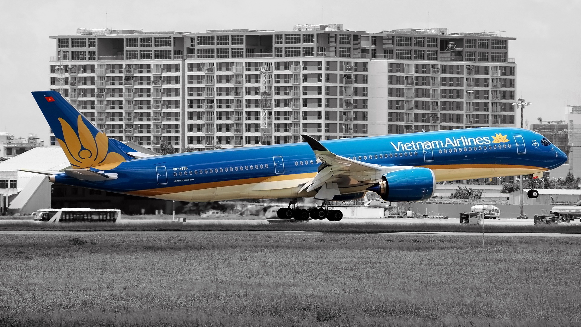 Vietnam Airlines, Airbus plane, A350-941, Vietnam Airlines, 1920x1080 Full HD Desktop
