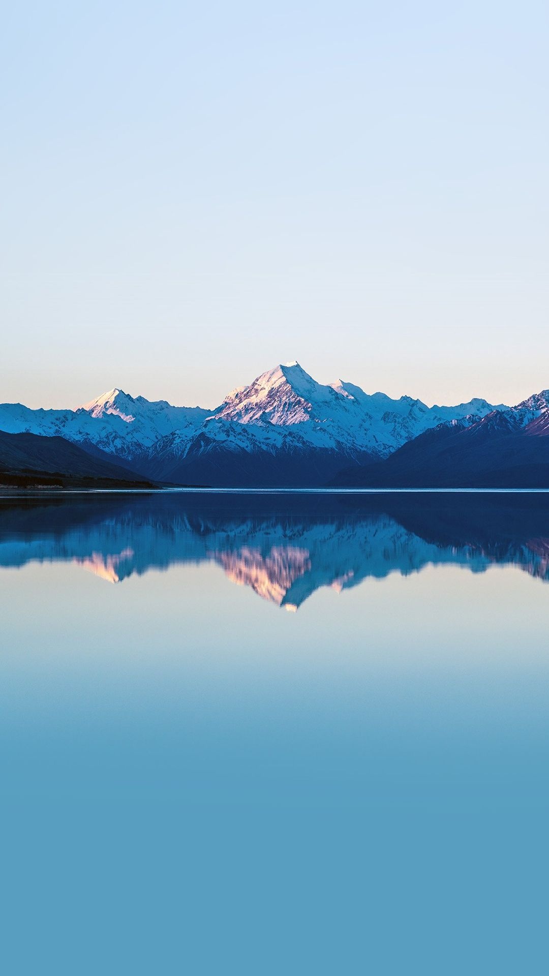 Aoraki Mount Cook, Lake Pukaki reflection, clear blue sky, Full HD Phone wallpaper