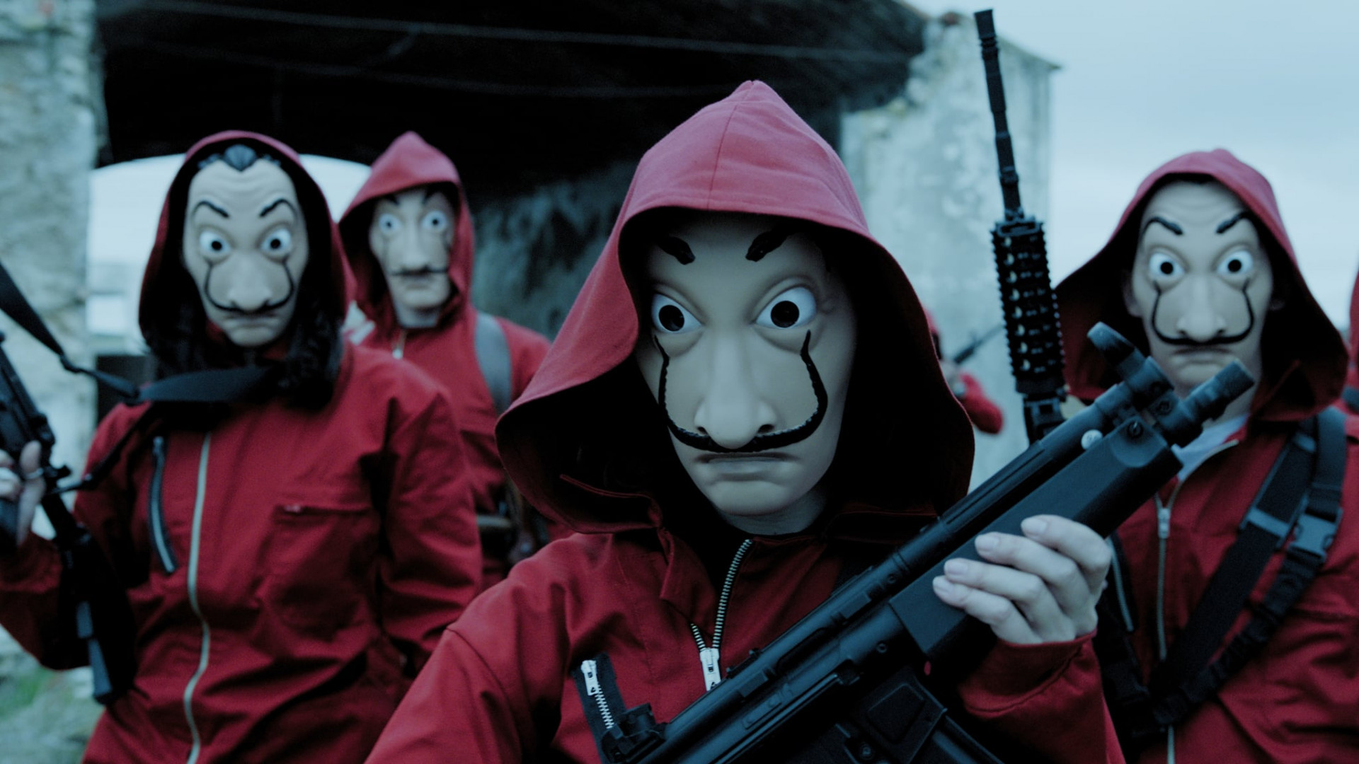 Money Heist, Masked characters, Widescreen wallpapers, Spanish TV show, 1920x1080 Full HD Desktop