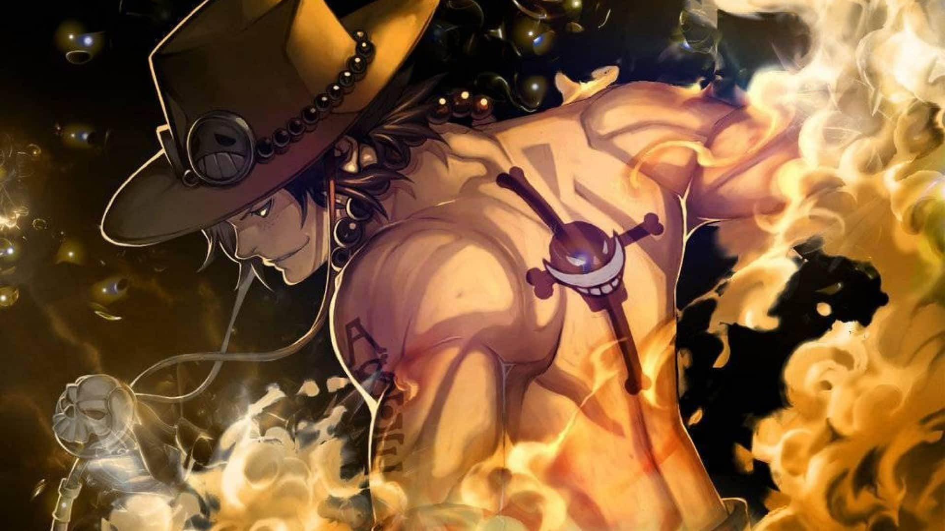 Portgas D. Ace, Whitebeard Pirates tattoo, Mera Mera no Mi flames, Full HD Desktop wallpaper