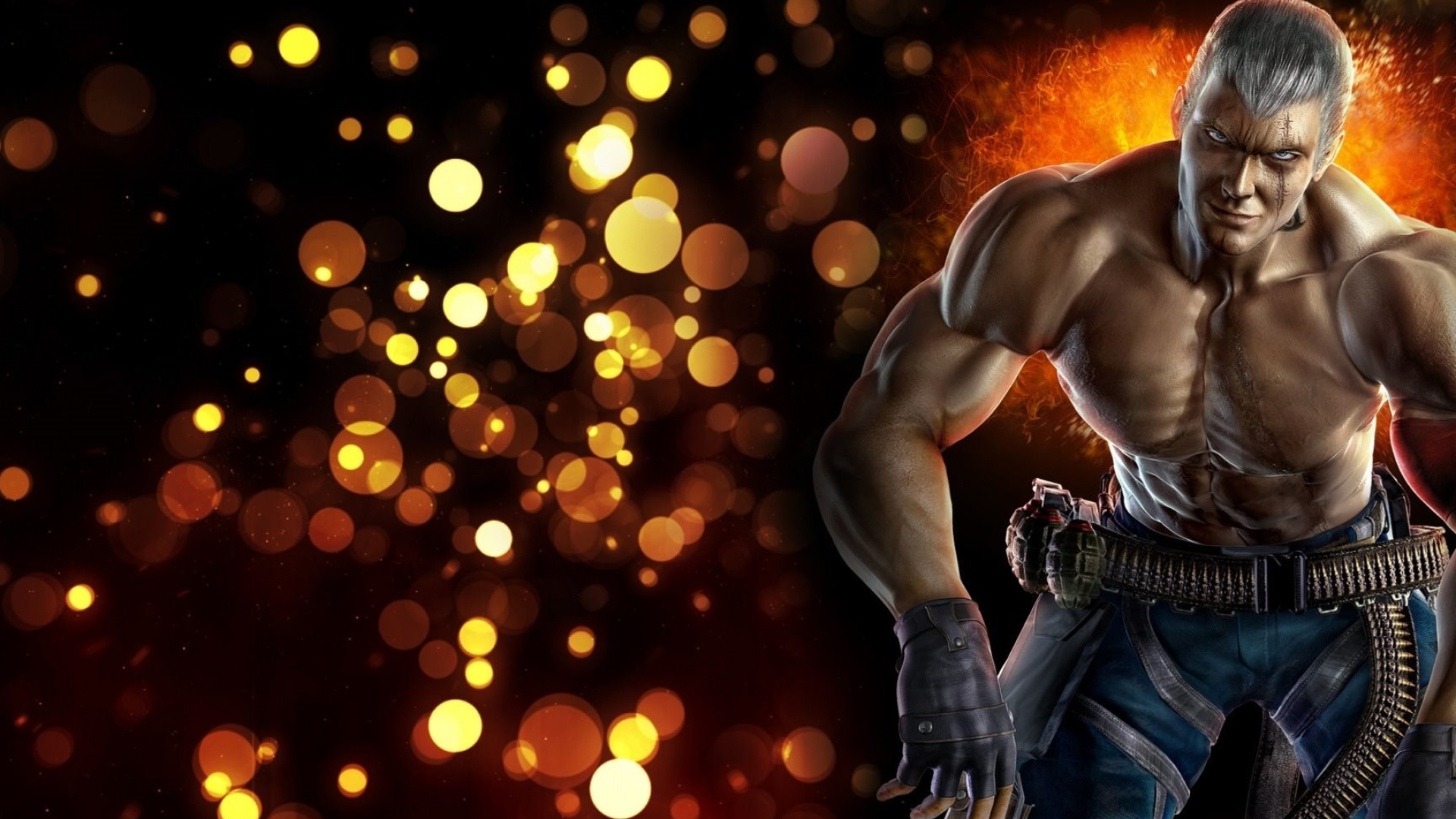 Bryan Fury, Tekken 7, golden bokeh lights, Full HD Desktop wallpaper
