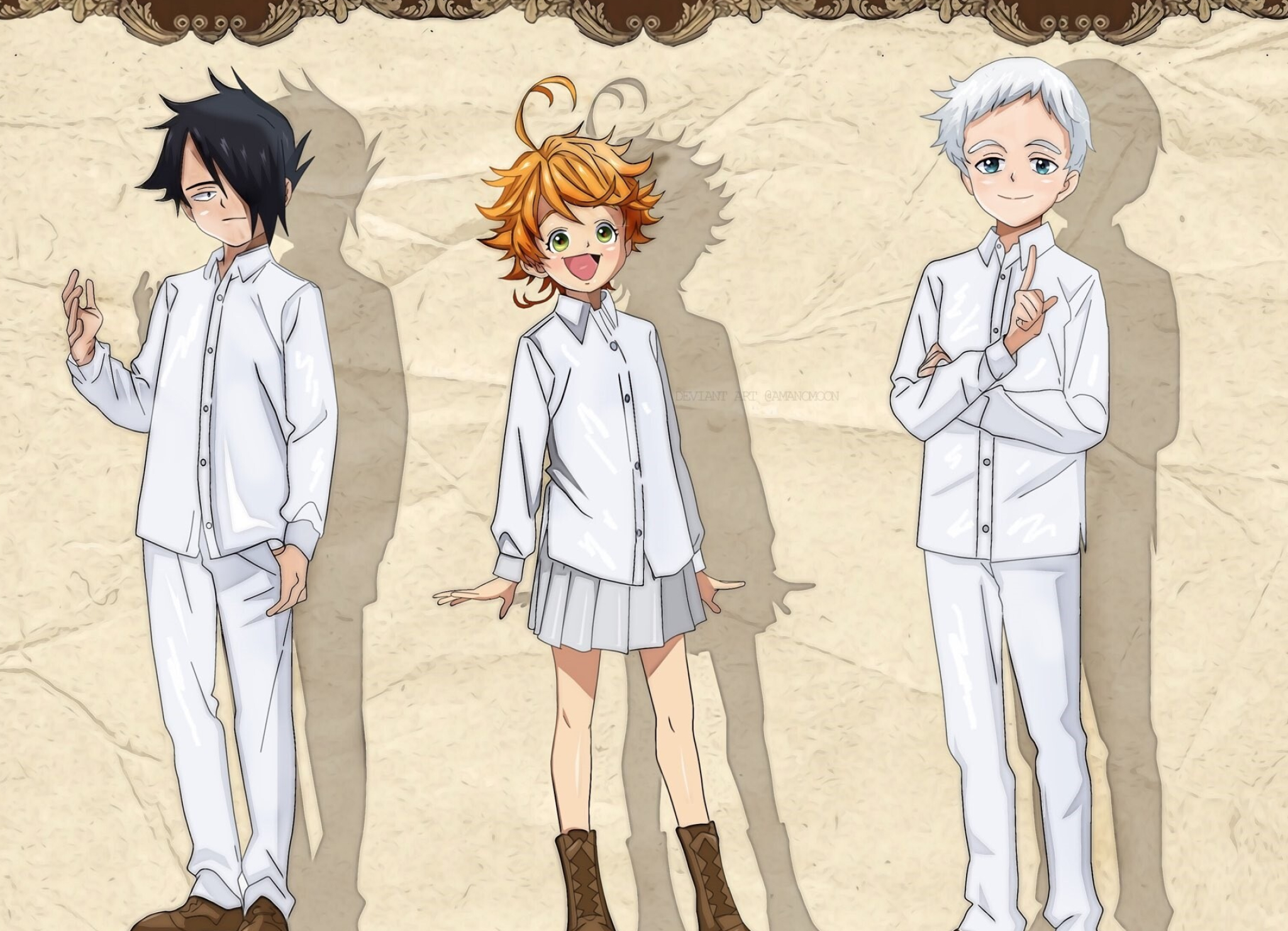 Emma The Promised Neverland, Norman The Promised Neverland, Ray The Promised Neverland, Dark secrets, 2050x1480 HD Desktop