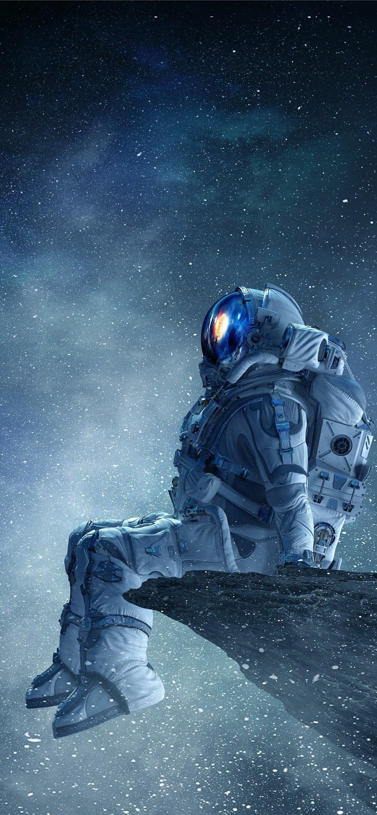 Space exploration, Astronaut helmet, Cosmic wonders, Galactic adventure, 1290x2780 HD Phone