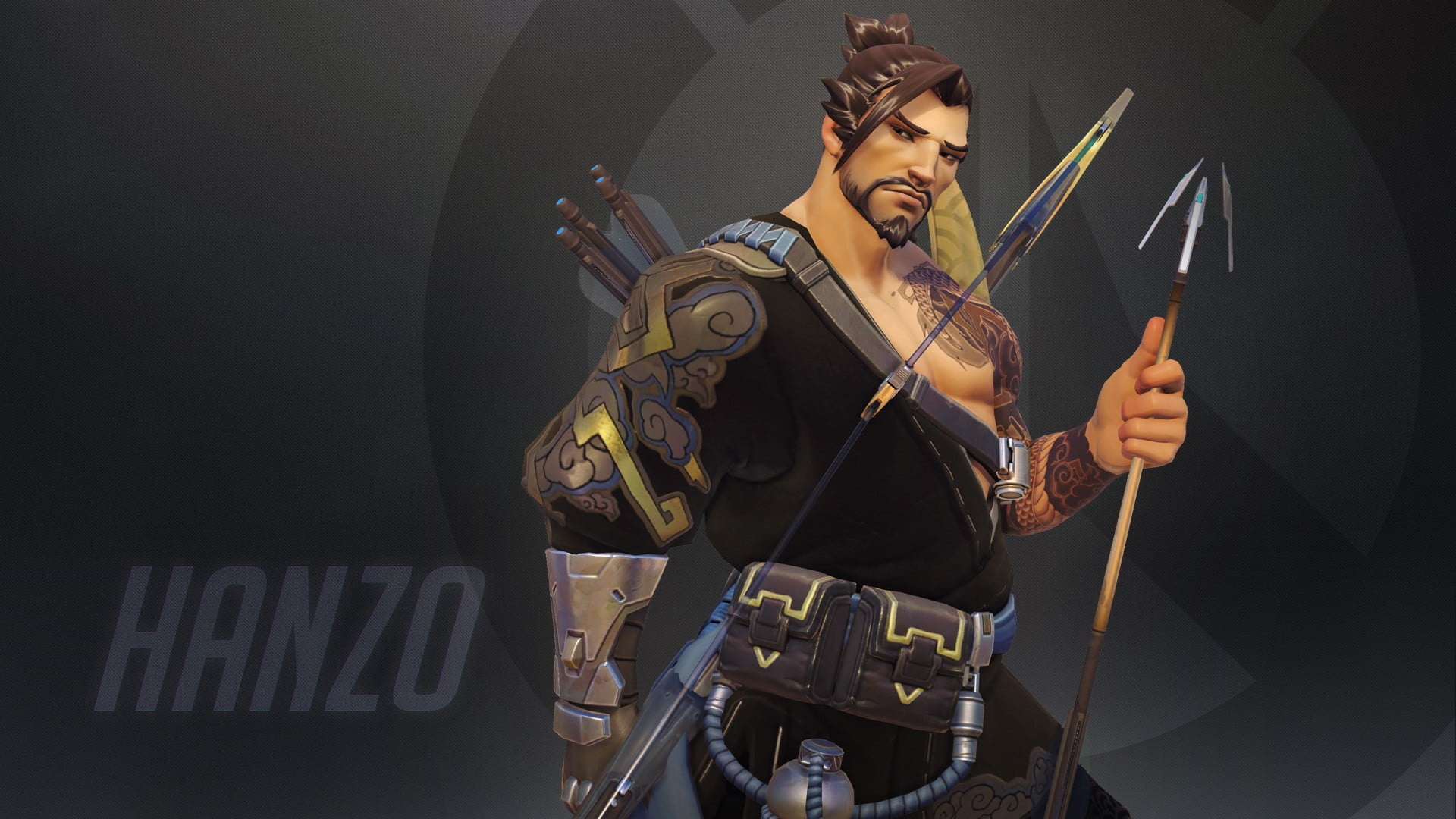 Hanzo, Overwatch character wallpaper, Tattoo bow, High-definition art, 1920x1080 Full HD Desktop