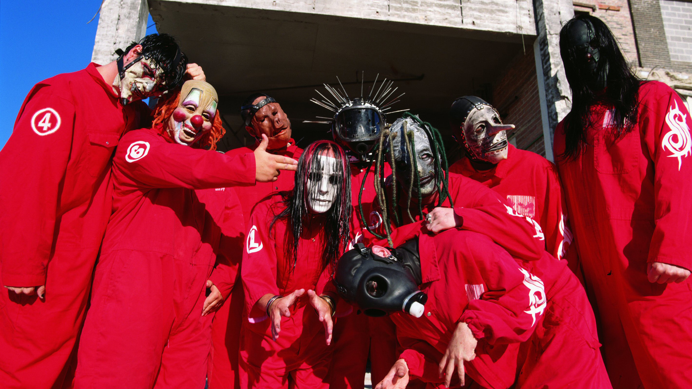 Slipknot, Joey Jordison, Shawn Crahan, red jumpsuits, HD Desktop wallpaper