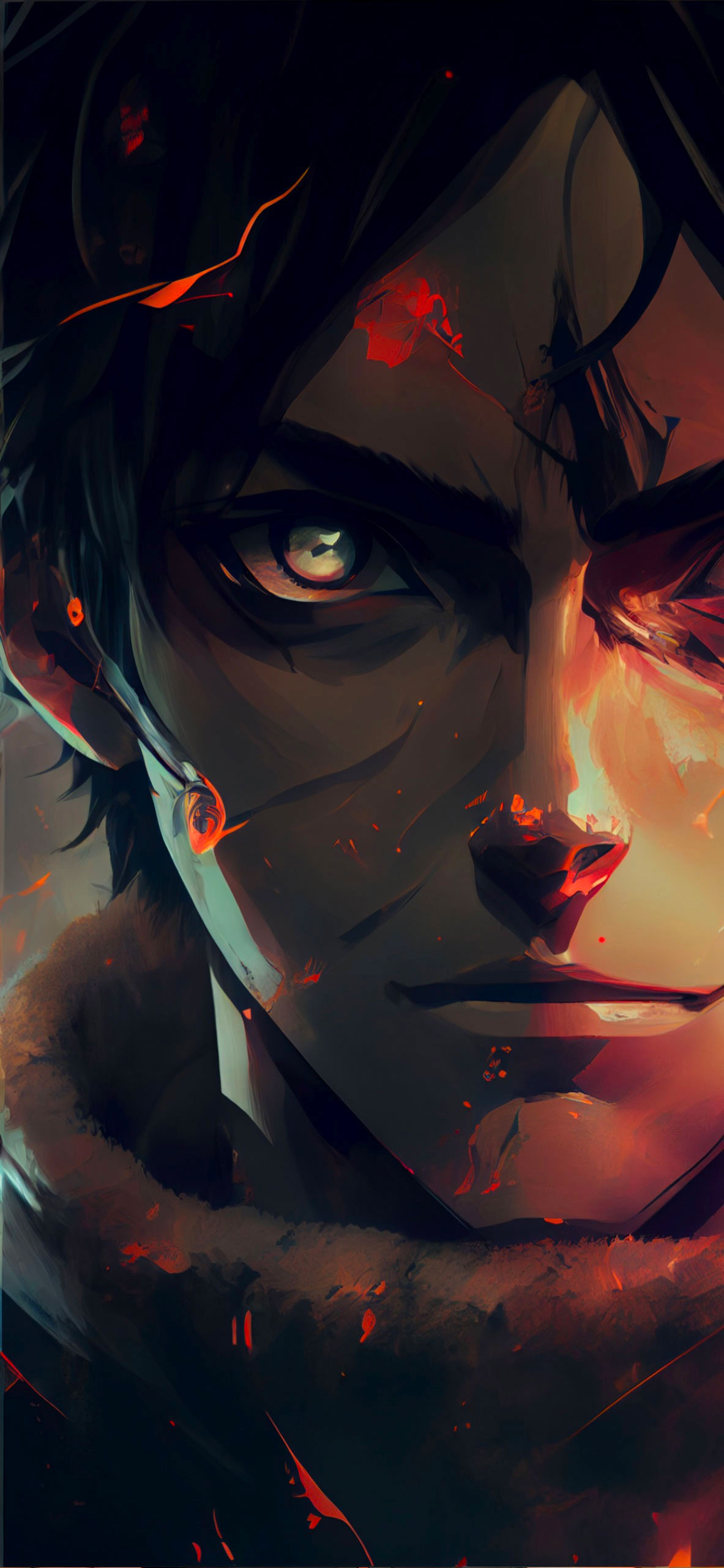Eren Yeager, Attack on Titan, fiery glowing embers, HD Phone wallpaper