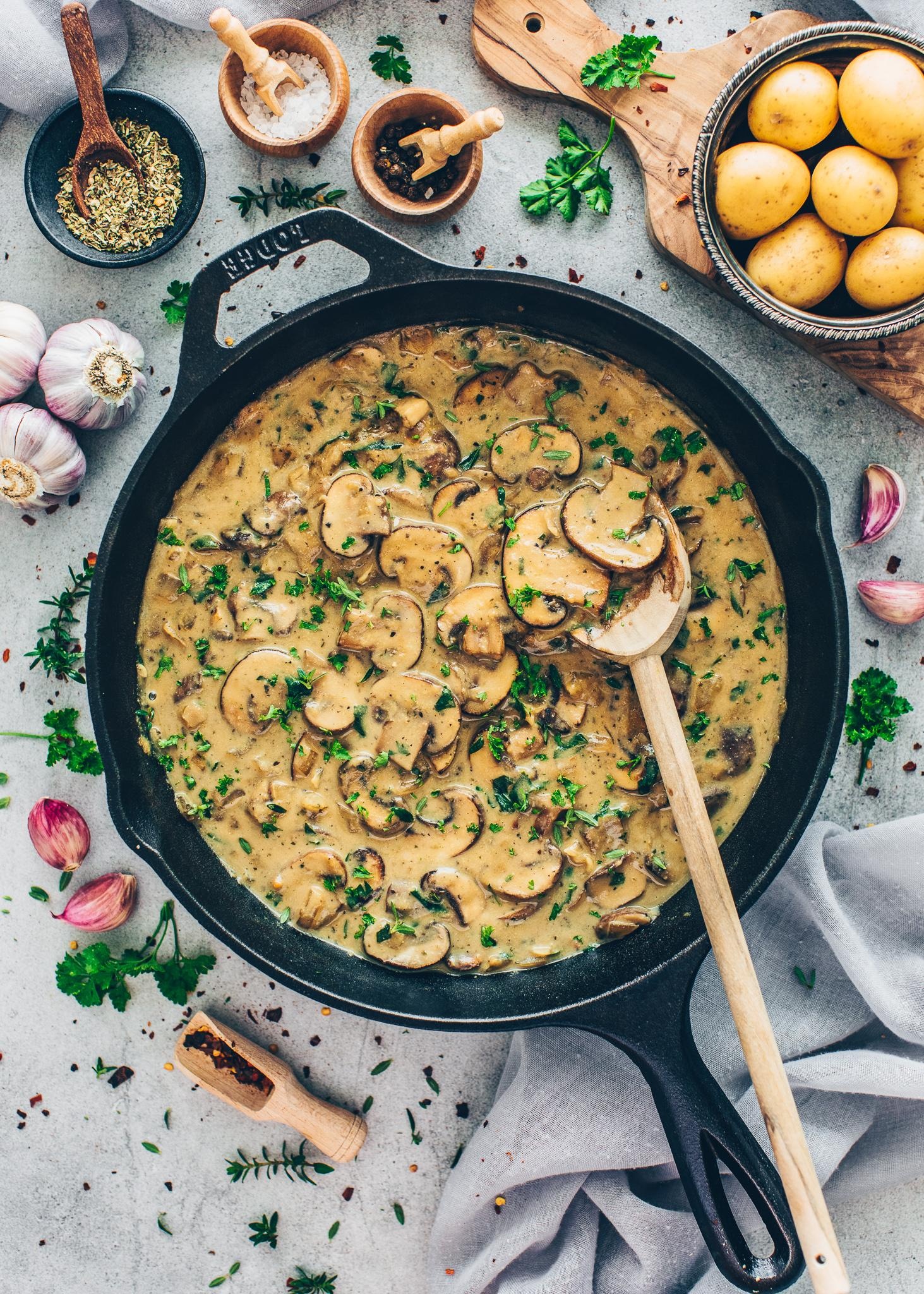 Vegan creamy mushrooms, Mushroom sauce, Dairy-free recipe, Plant-based delight, 1470x2050 HD Phone