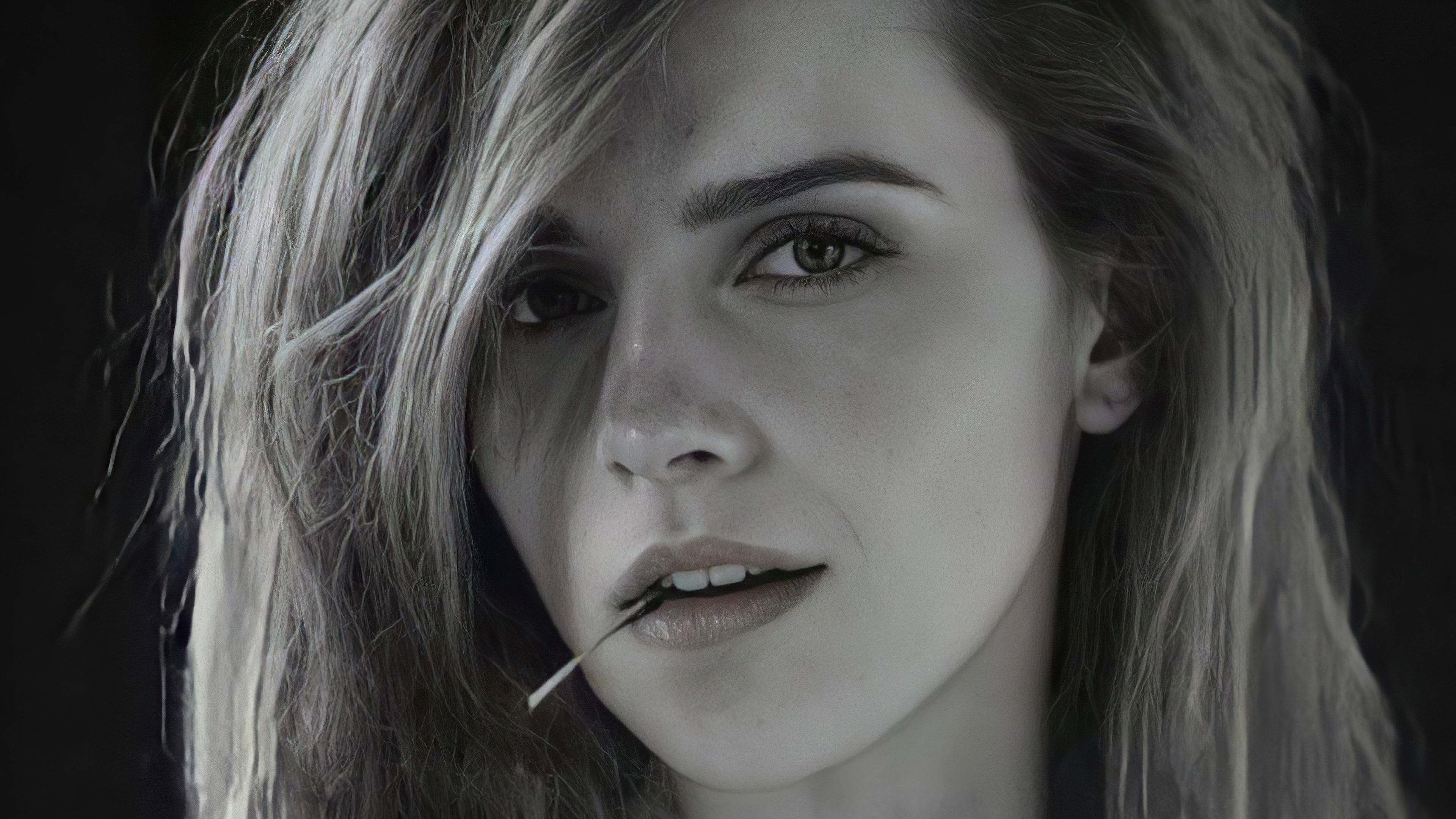 Emma Watson, Monochrome, 2020, Celebrities, 3840x2160 4K Desktop