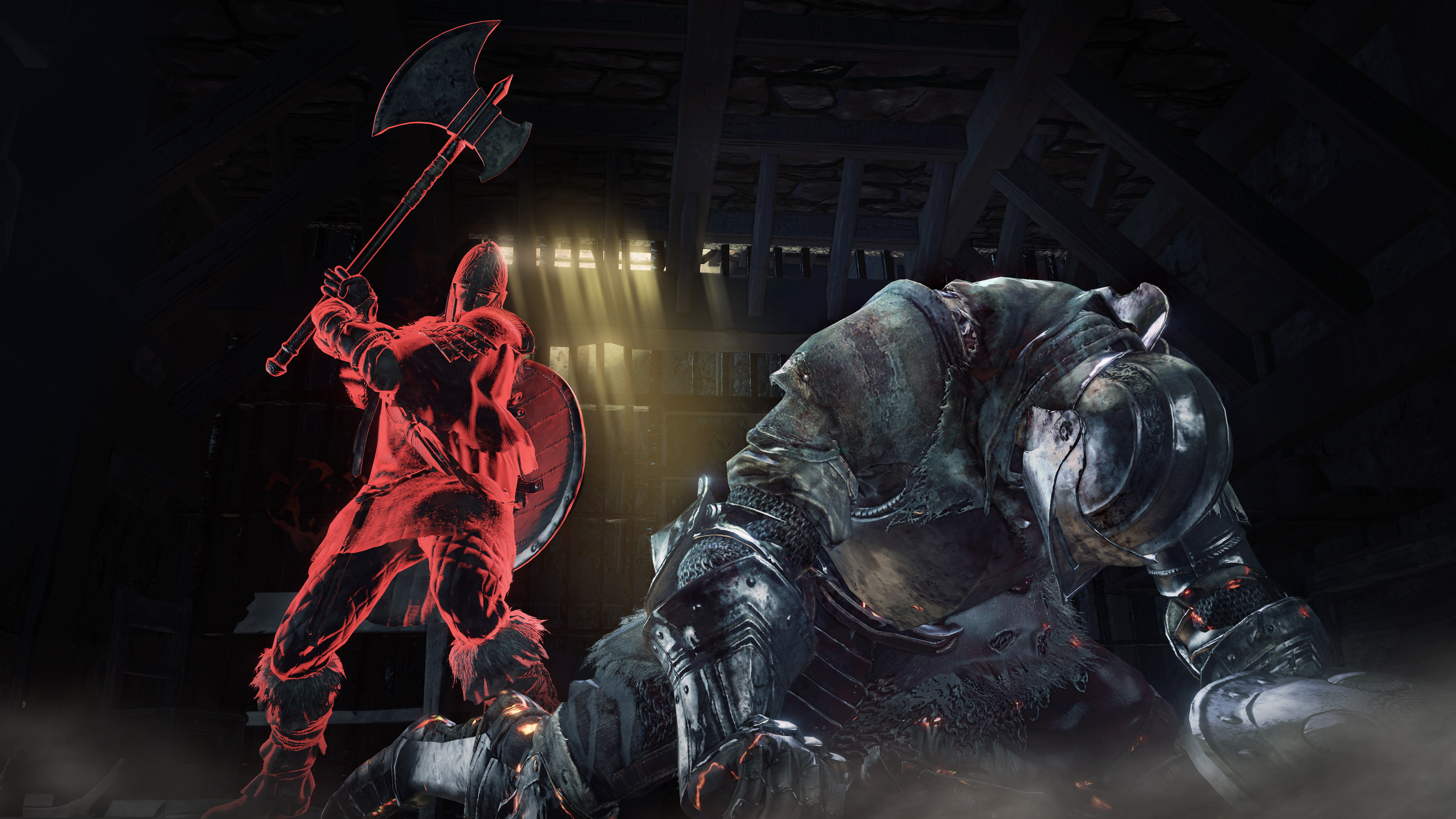 Dark Souls III, Red phantom invader, Defeated knight, 4K Desktop wallpaper
