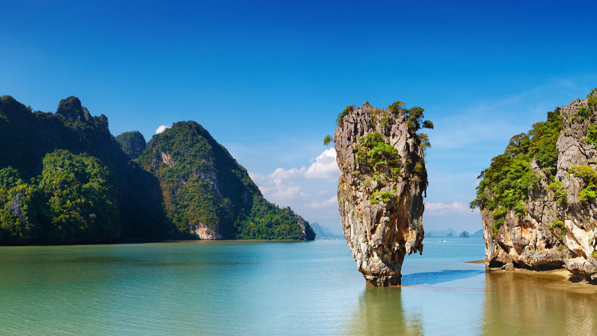 Khao Phing Kan, James Bond Island, Phang Nga Bay, Big Boat, 1920x1080 Full HD Desktop