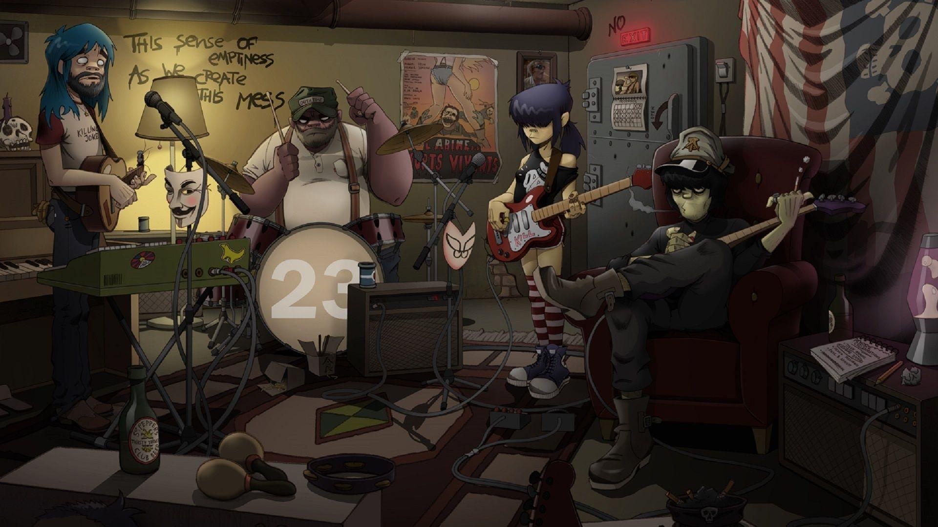 Gorillaz, Stunning 3D wallpapers, Unique visual style, Music-inspired artwork, 1920x1080 Full HD Desktop