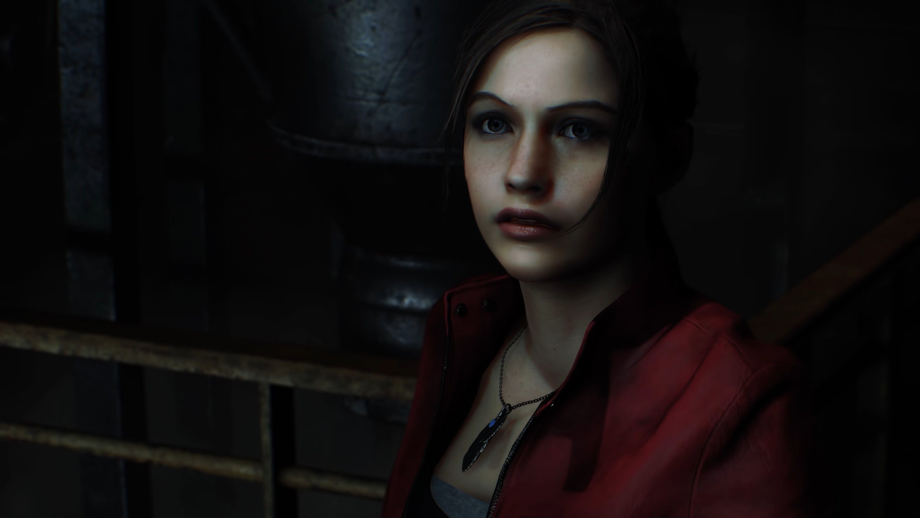 Claire Redfield, Resident Evil 2 Remake, red leather jacket, 4K Desktop wallpaper