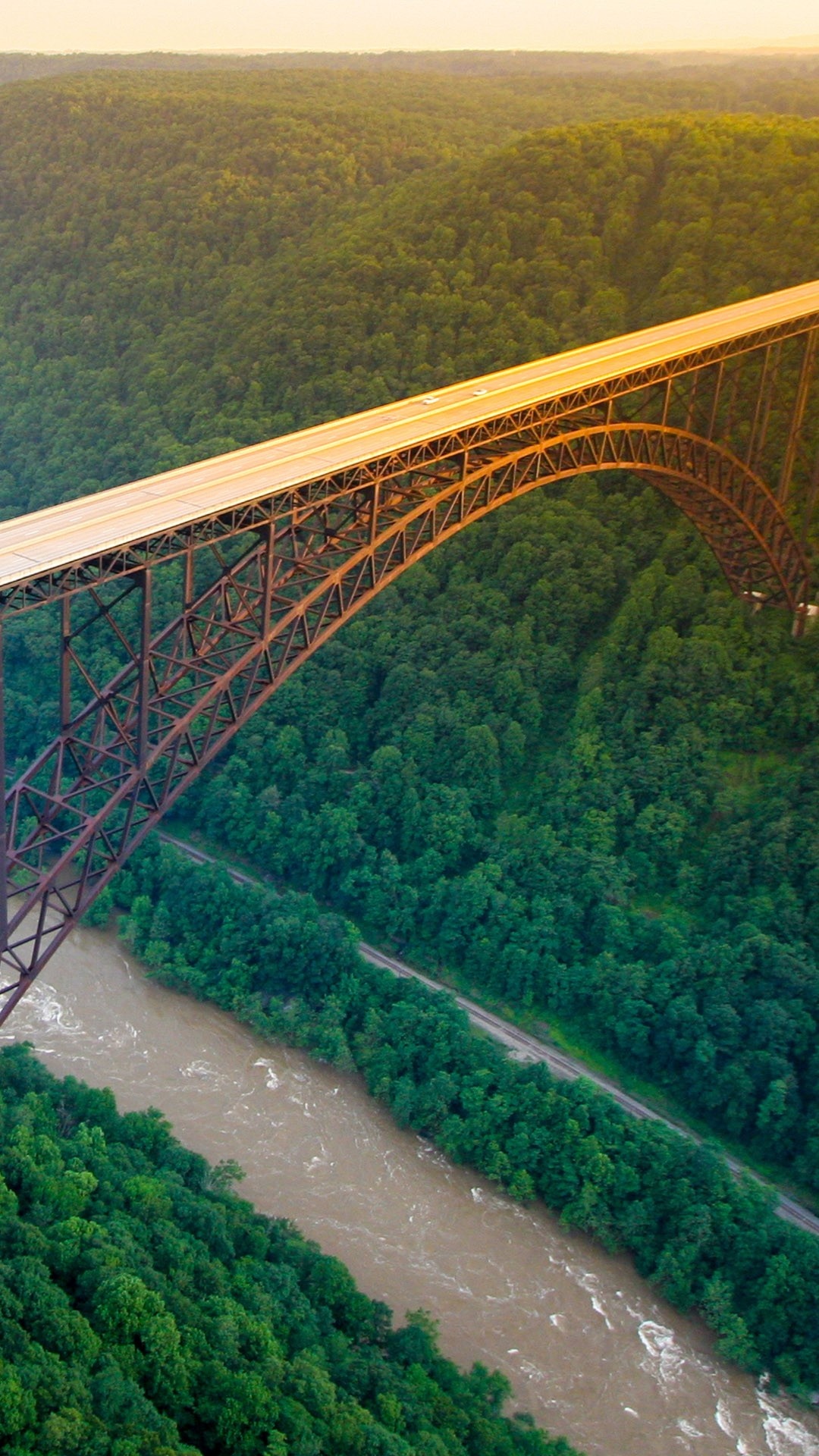 Sunset, Aerial View, New River Gorge Bridge, 1080x1920 Full HD Phone