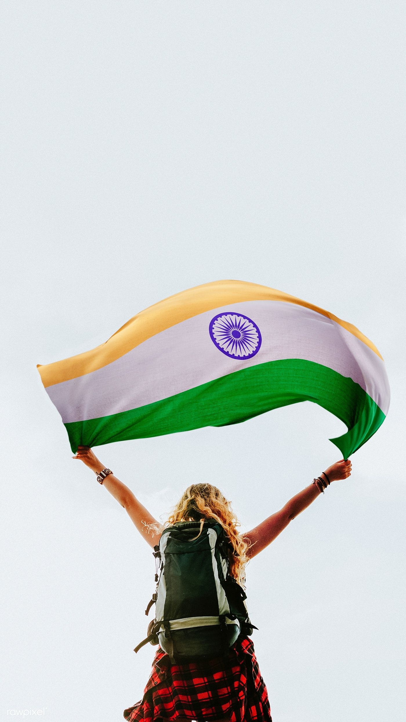 Woman holding flag, Flag of India Wallpaper, 1400x2490 HD Phone