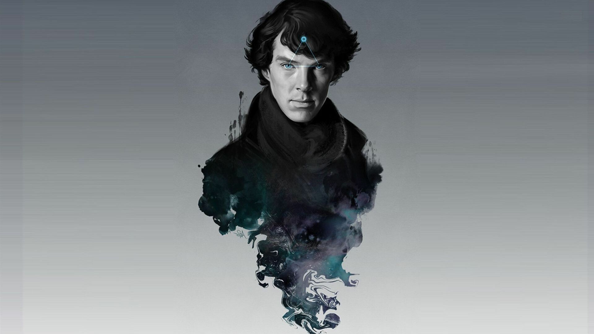 Sherlock Holmes, Simple background, Benedict Cumberbatch, TV series, 1920x1080 Full HD Desktop