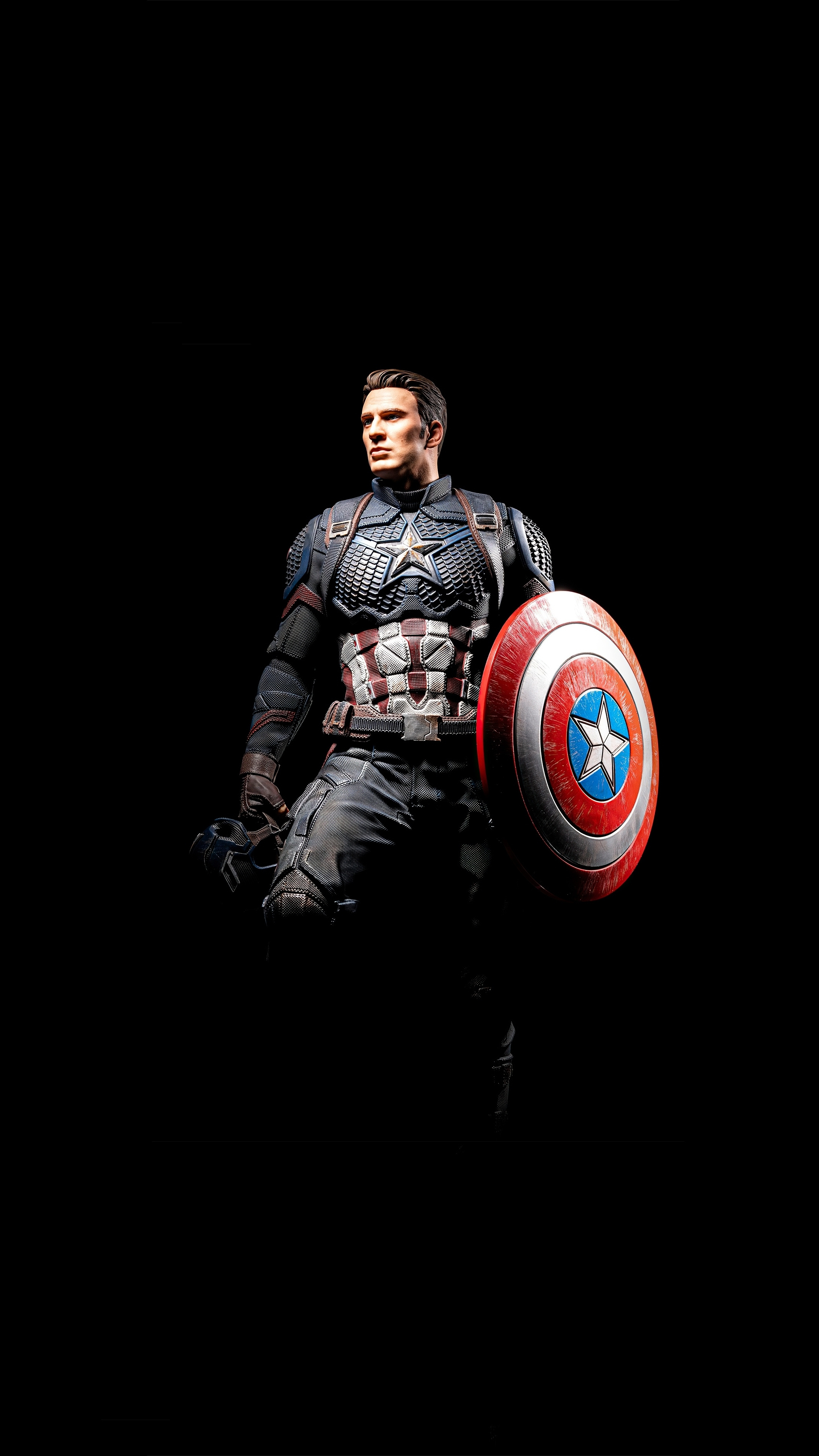 Chris Evans Captain America, Captain America vibranium shield, Avengers Endgame suit, 4K Phone wallpaper