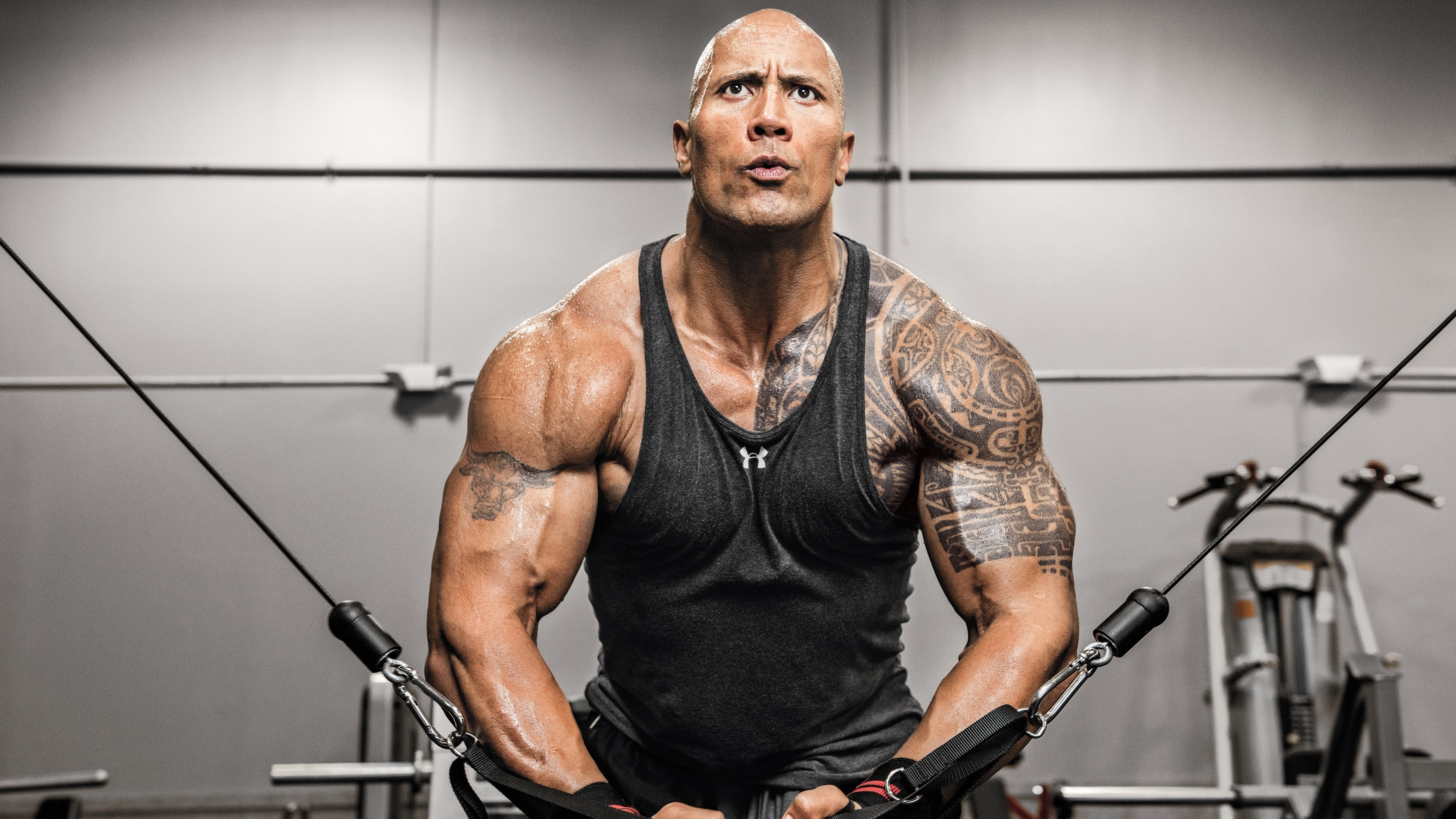 Dwayne Johnson, Gym Wallpaper, 3840x2160 4K Desktop