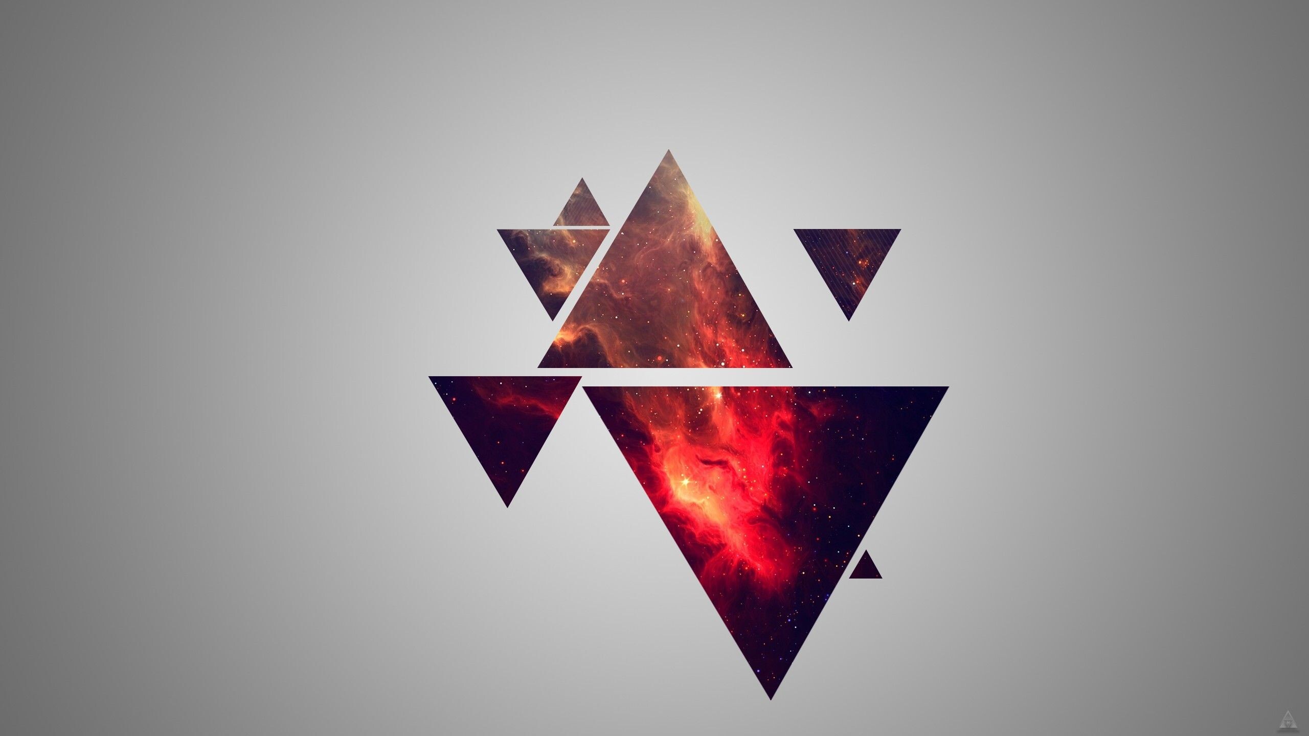 Triangle, Nebula artwork, Minimalistic design, Background wallpapers, 2560x1440 HD Desktop