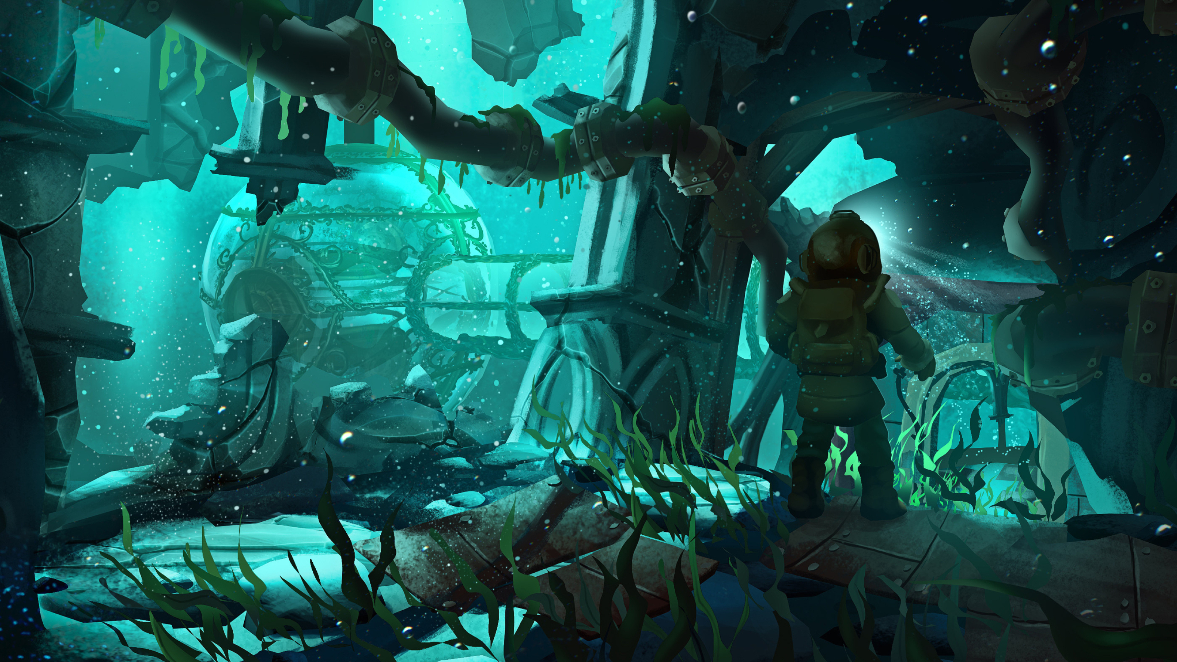 Submerged challenges, Artistic concept, CGSociety creation, Gaming inspiration, 3840x2160 4K Desktop