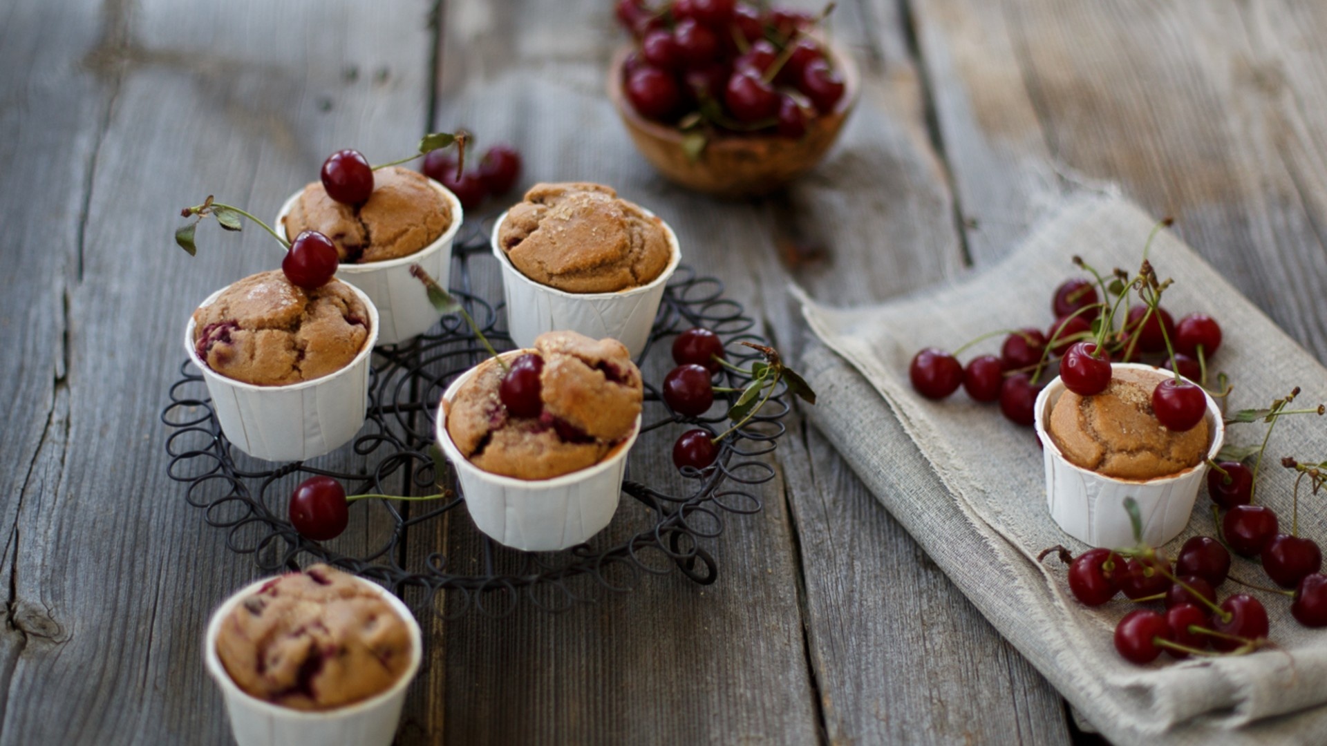 Cherry cupcake delight, Wallpaper beauty, Pastry treat, Aesthetic pleasure, 1920x1080 Full HD Desktop