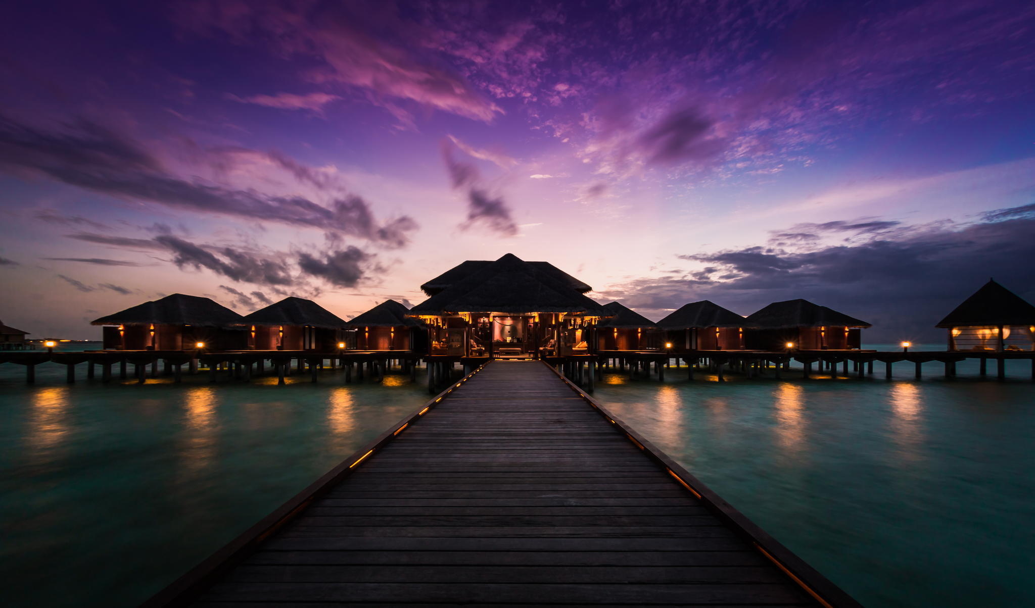 Travelling to bungalows, Sunset views, Ocean pierce bungalow, Anantara resort, 2050x1210 HD Desktop