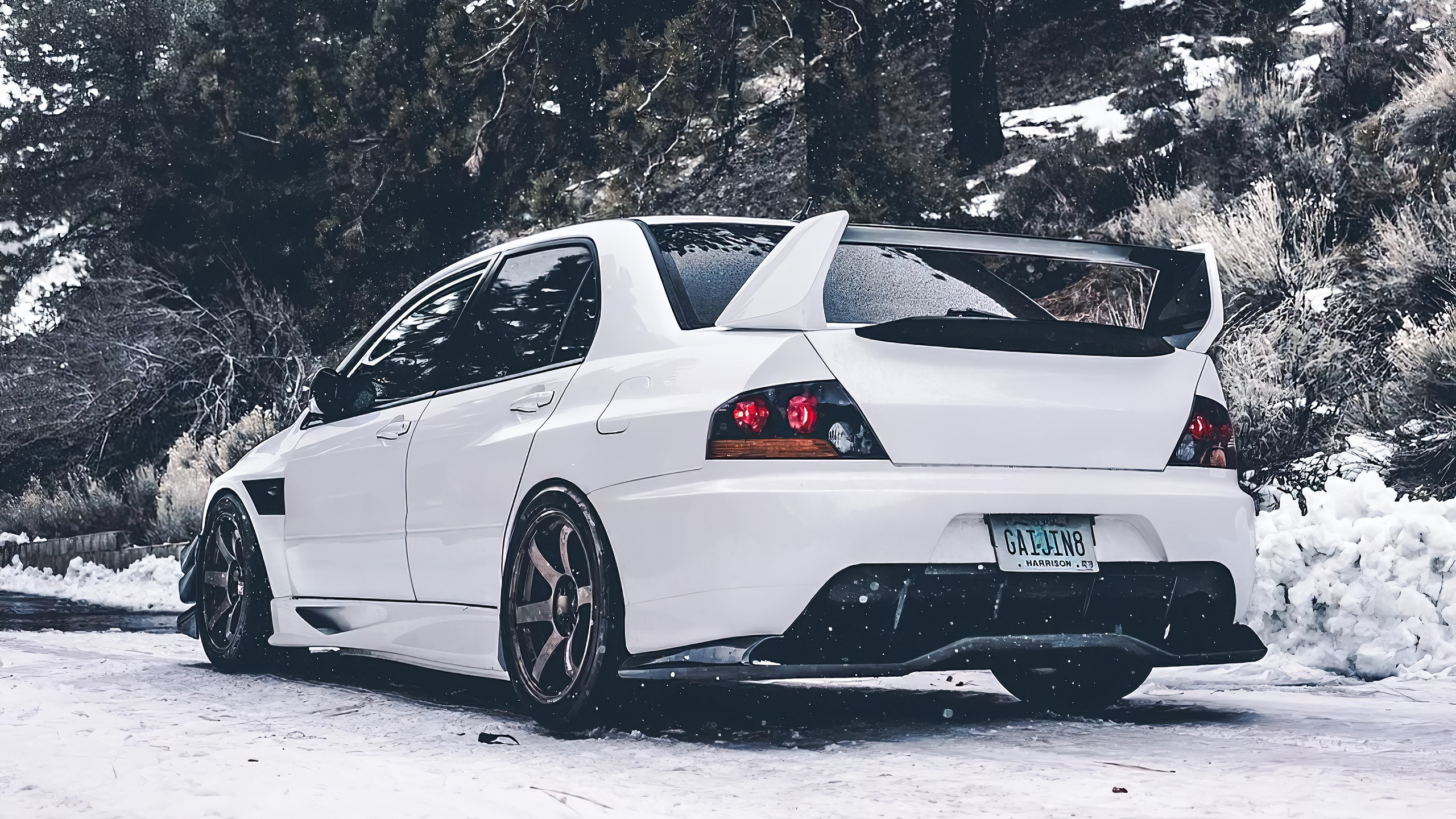 Lancer Evo, Snow white, Wallpaper, 2560x1440 HD Desktop