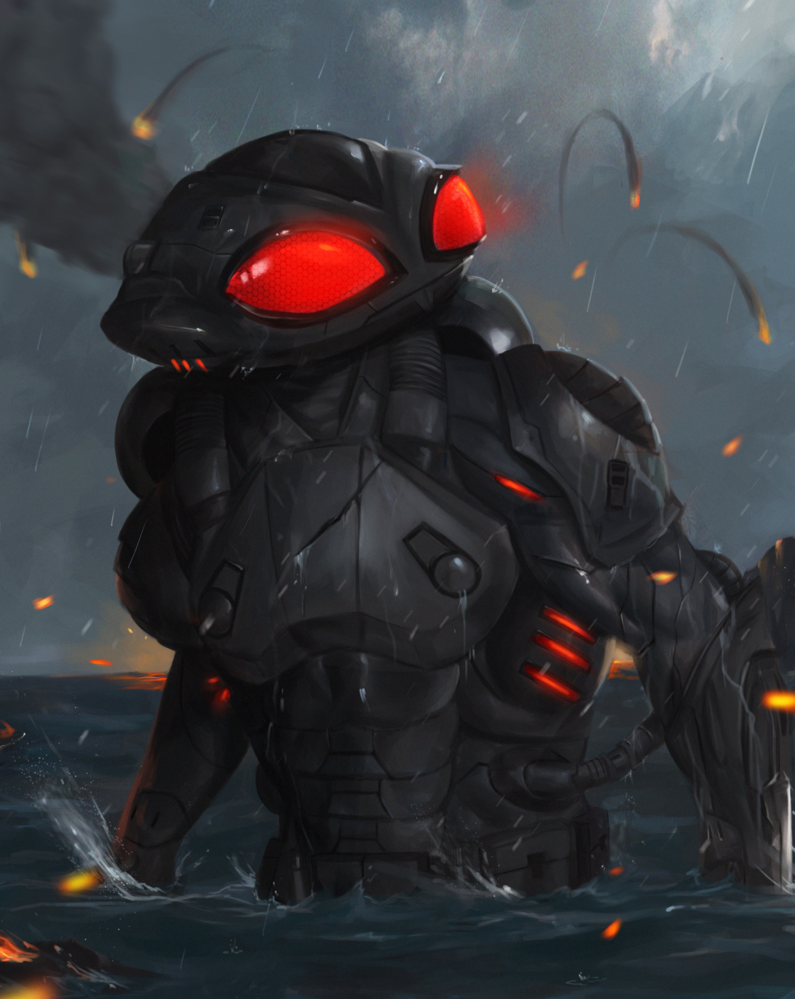 Black Manta art, Detailed artwork, 1640x2060 HD Phone